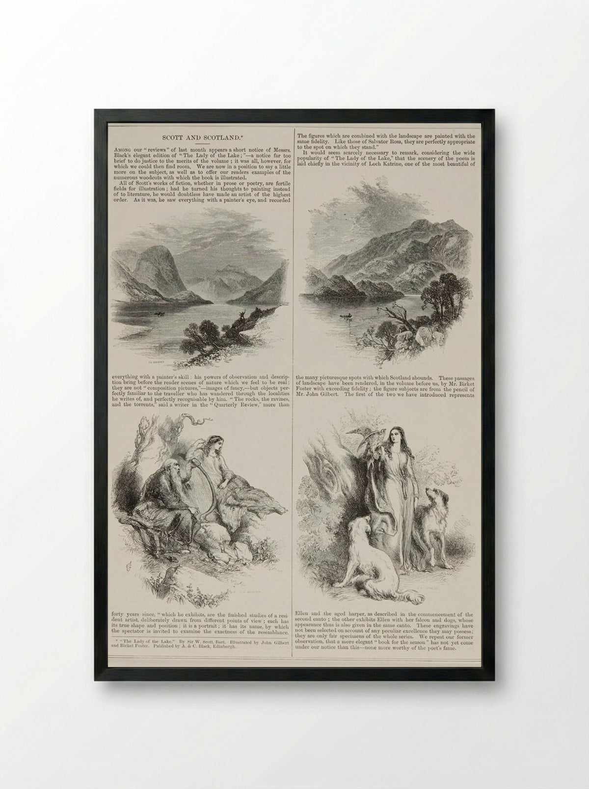 Ellen and the Harper - Josiah Wood Whymper - Framed Print Black