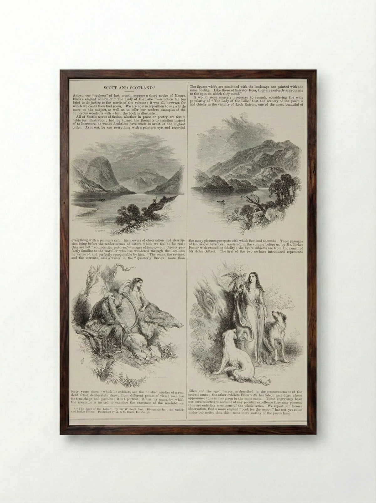 Ellen and the Harper - Josiah Wood Whymper - Framed Print Dark Wood