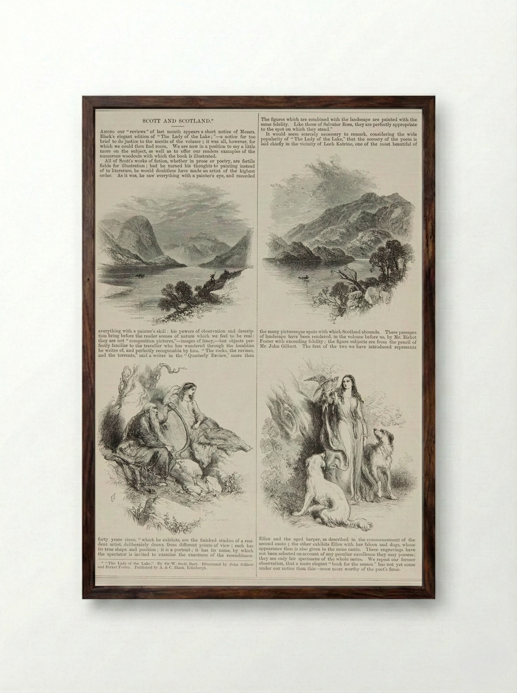 Ellen and the Harper - Josiah Wood Whymper - Framed Print Dark Wood