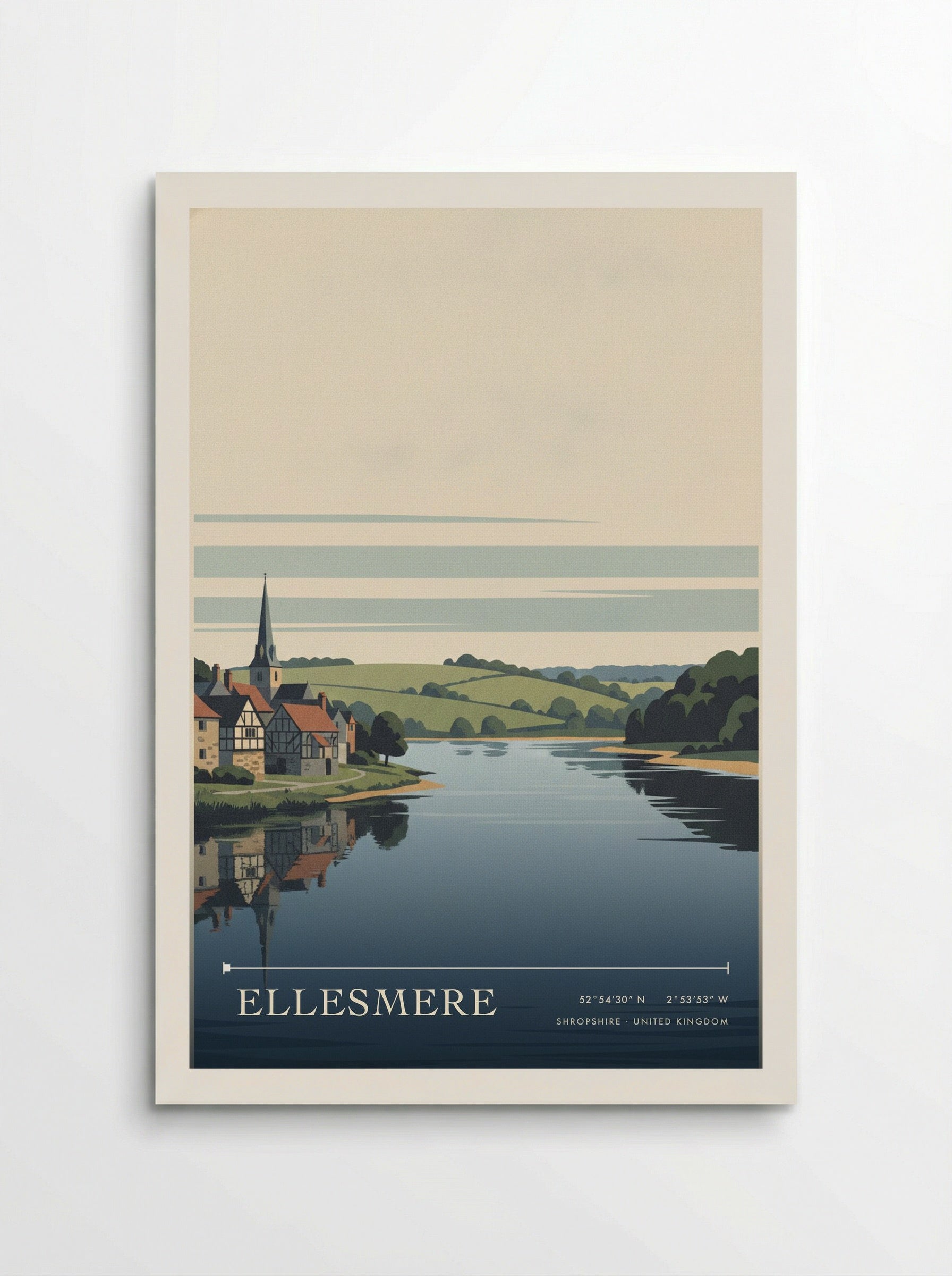 Ellesmere Shropshire United Kingdom Travel Poster - Poster