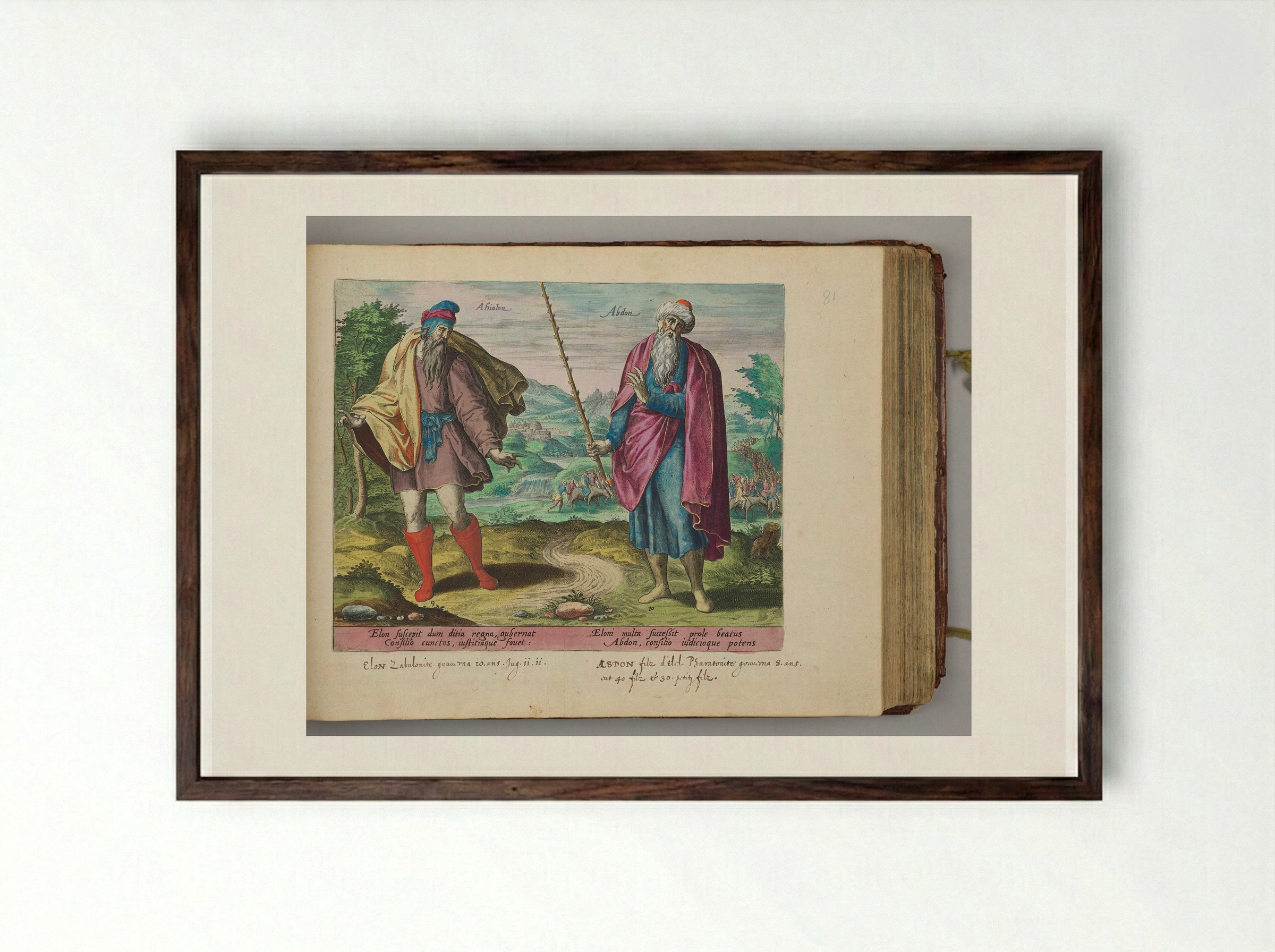 Elon and Abdon - Hans Collaert the Elder - Framed Print Dark Wood