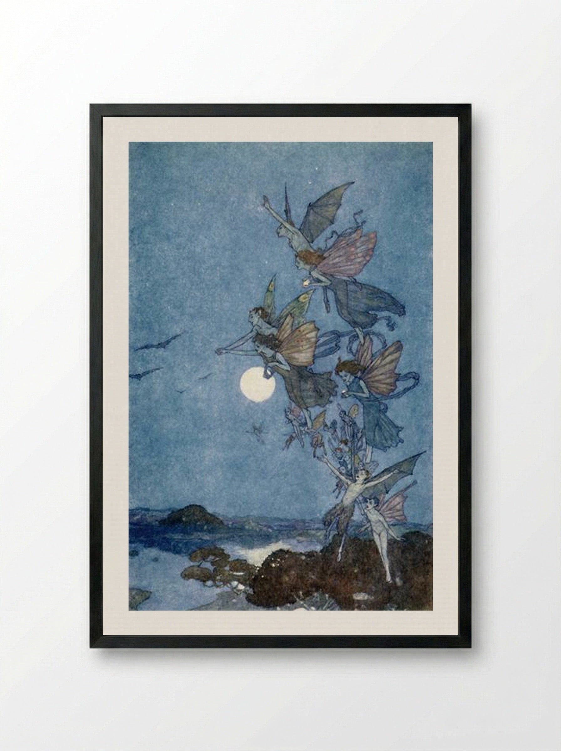 Elves and Fairies (Illustration for The Tempest) - Edmund Dulac - Framed Print Black