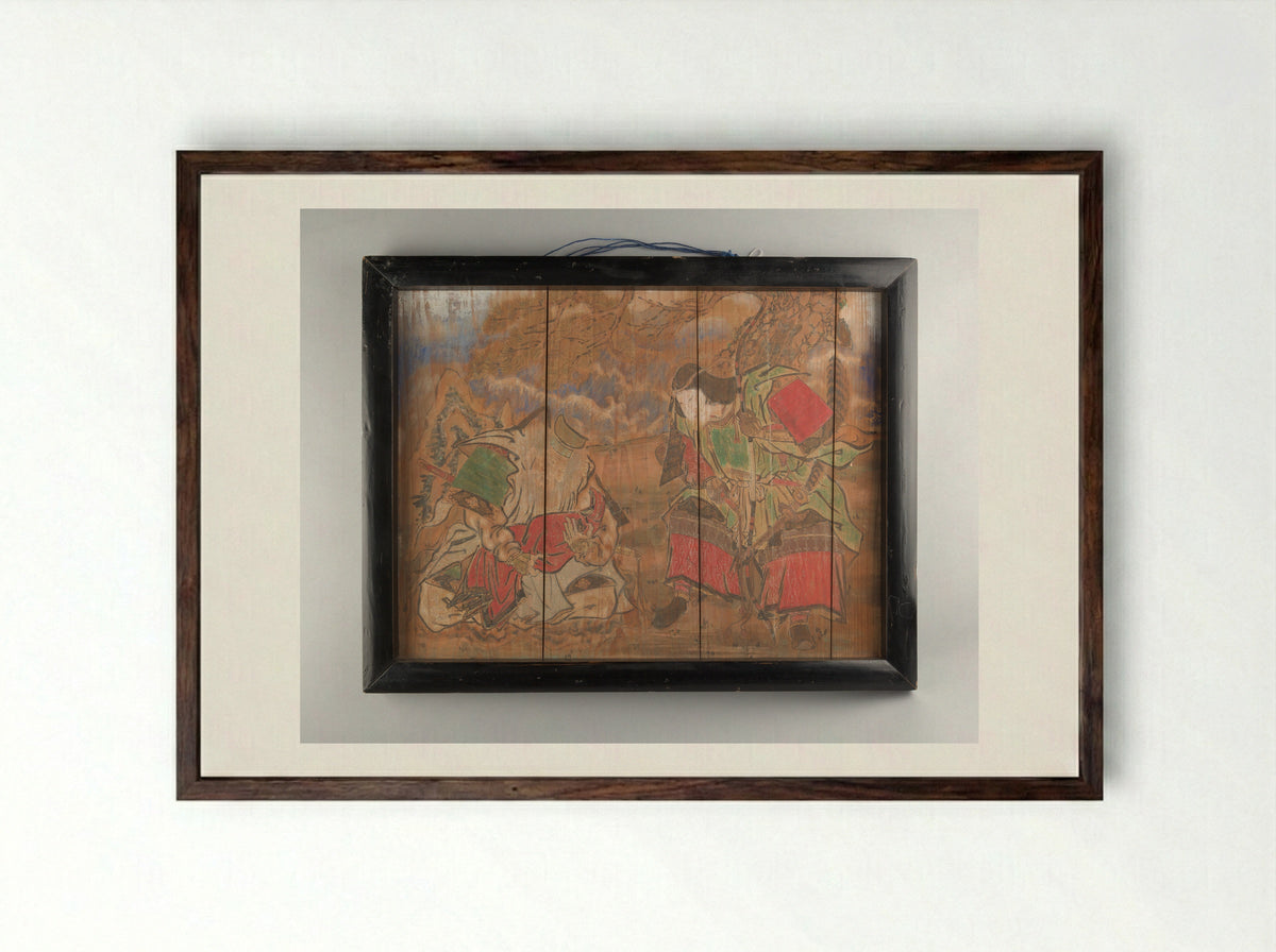 Ema of Empress Jingū and Takenochi no Sukune - Nagano Yasunosuke - Framed Print Dark Wood