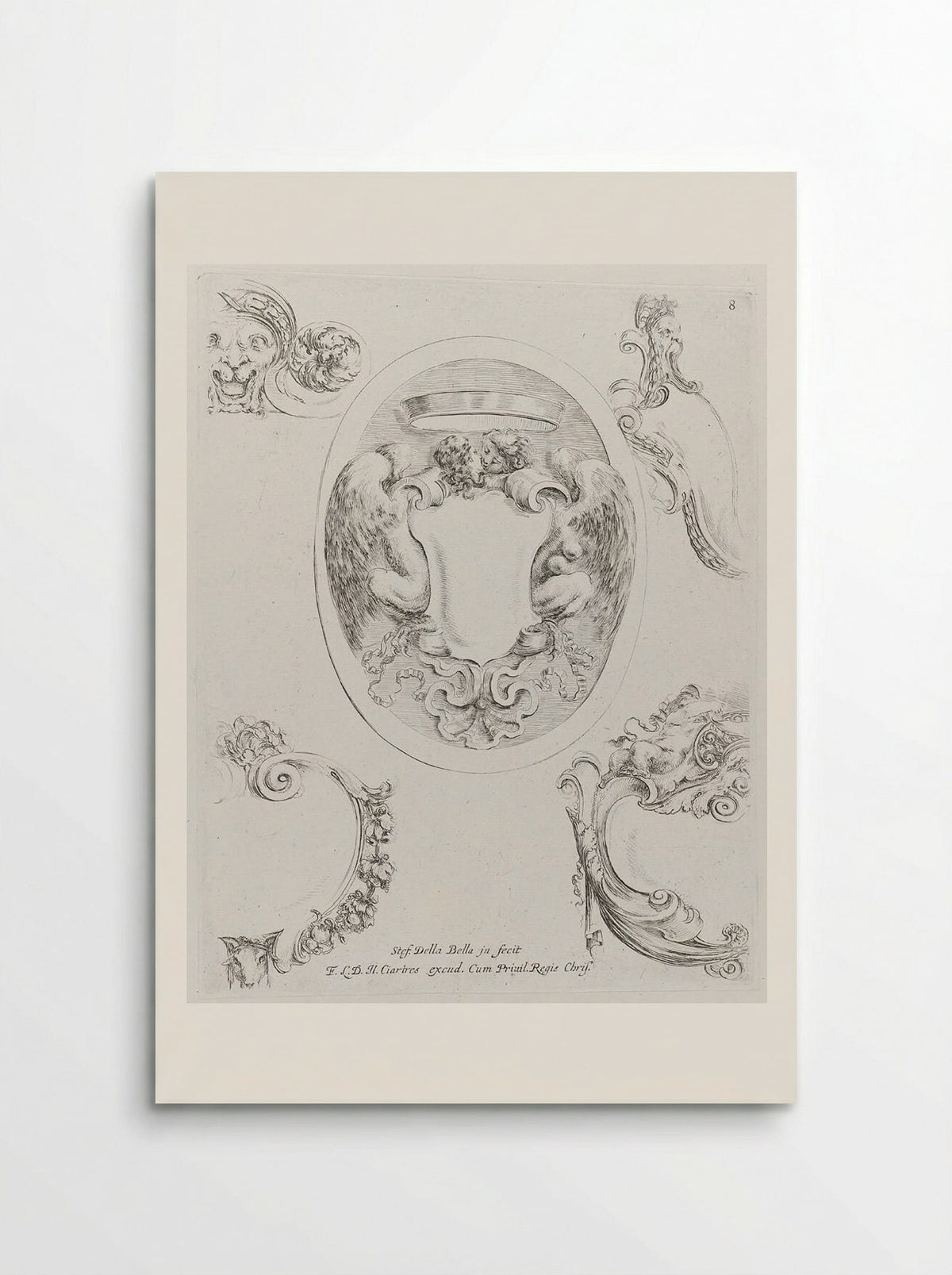 Embracing Male and Female Winged Creatures - Stefano Della Bella - Poster