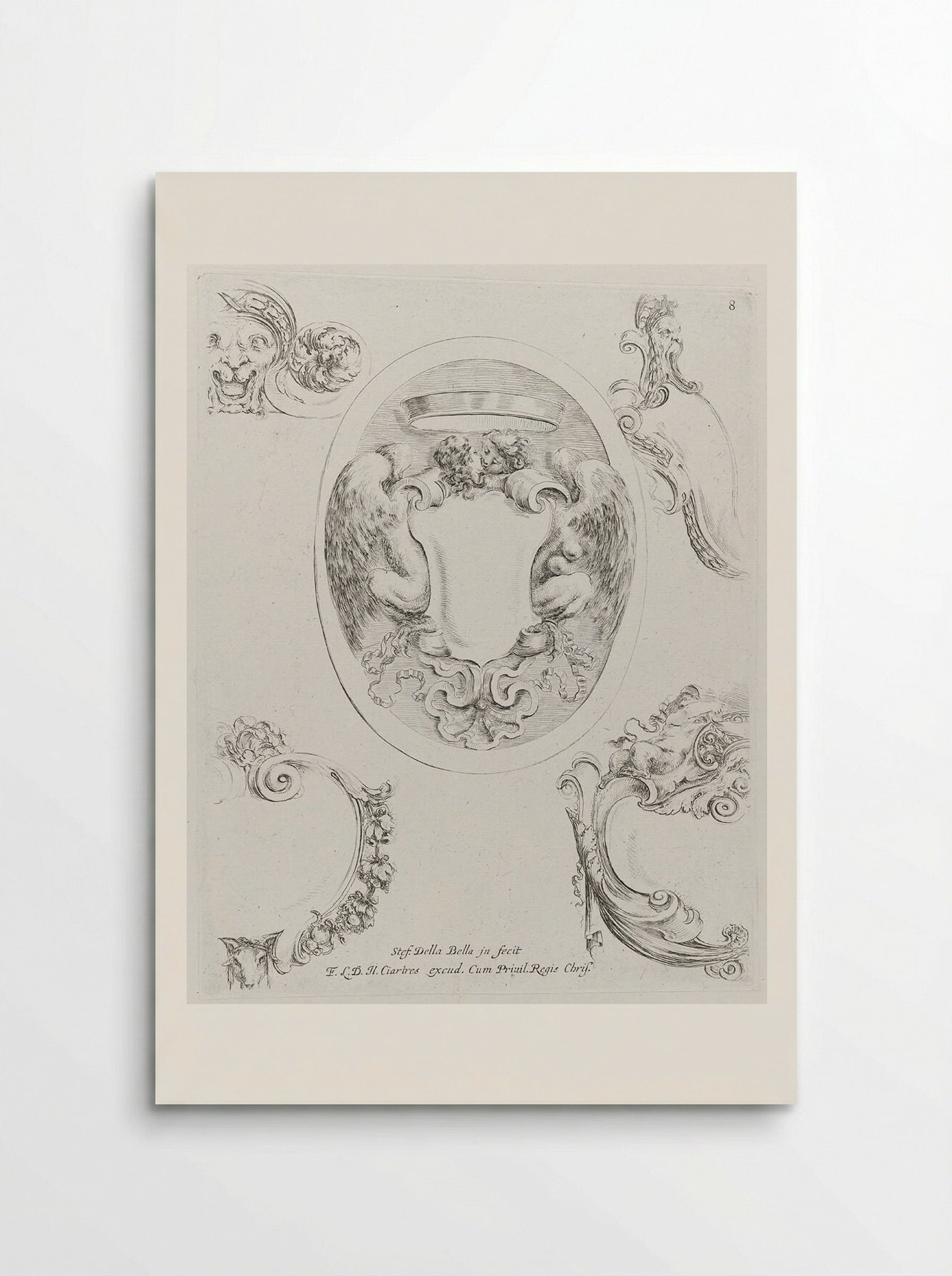 Embracing Male and Female Winged Creatures - Stefano Della Bella - Poster