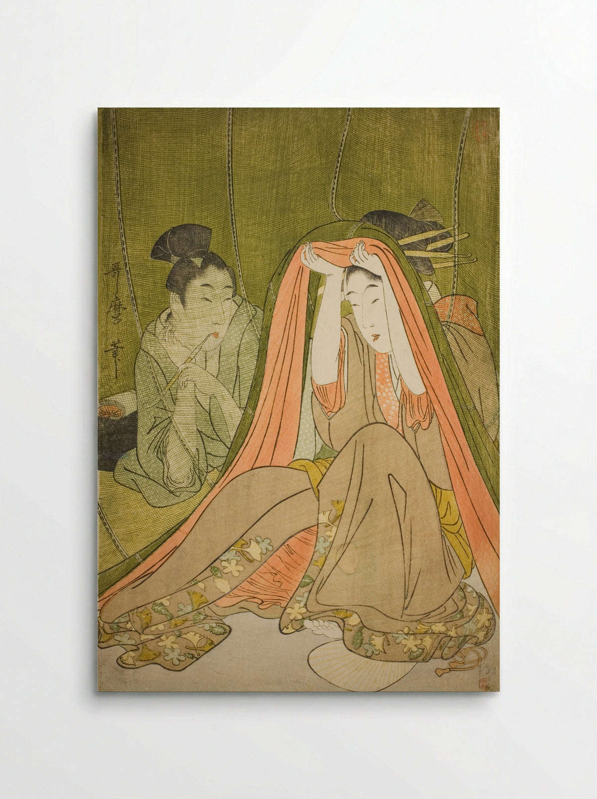 Emerging from a Mosquito Net - Kitagawa Utamaro - Poster