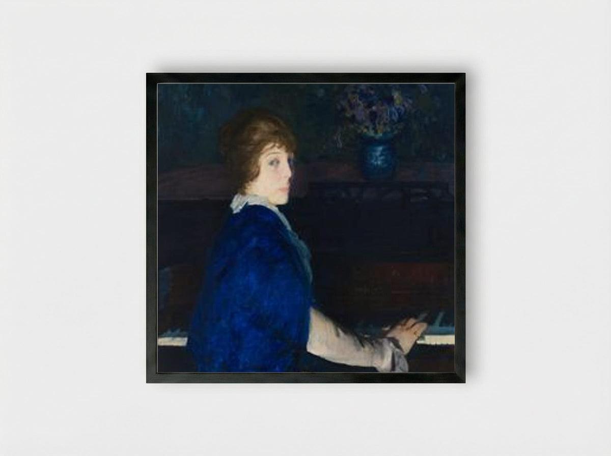 Emma at the Piano - George Bellows - Framed Print Black