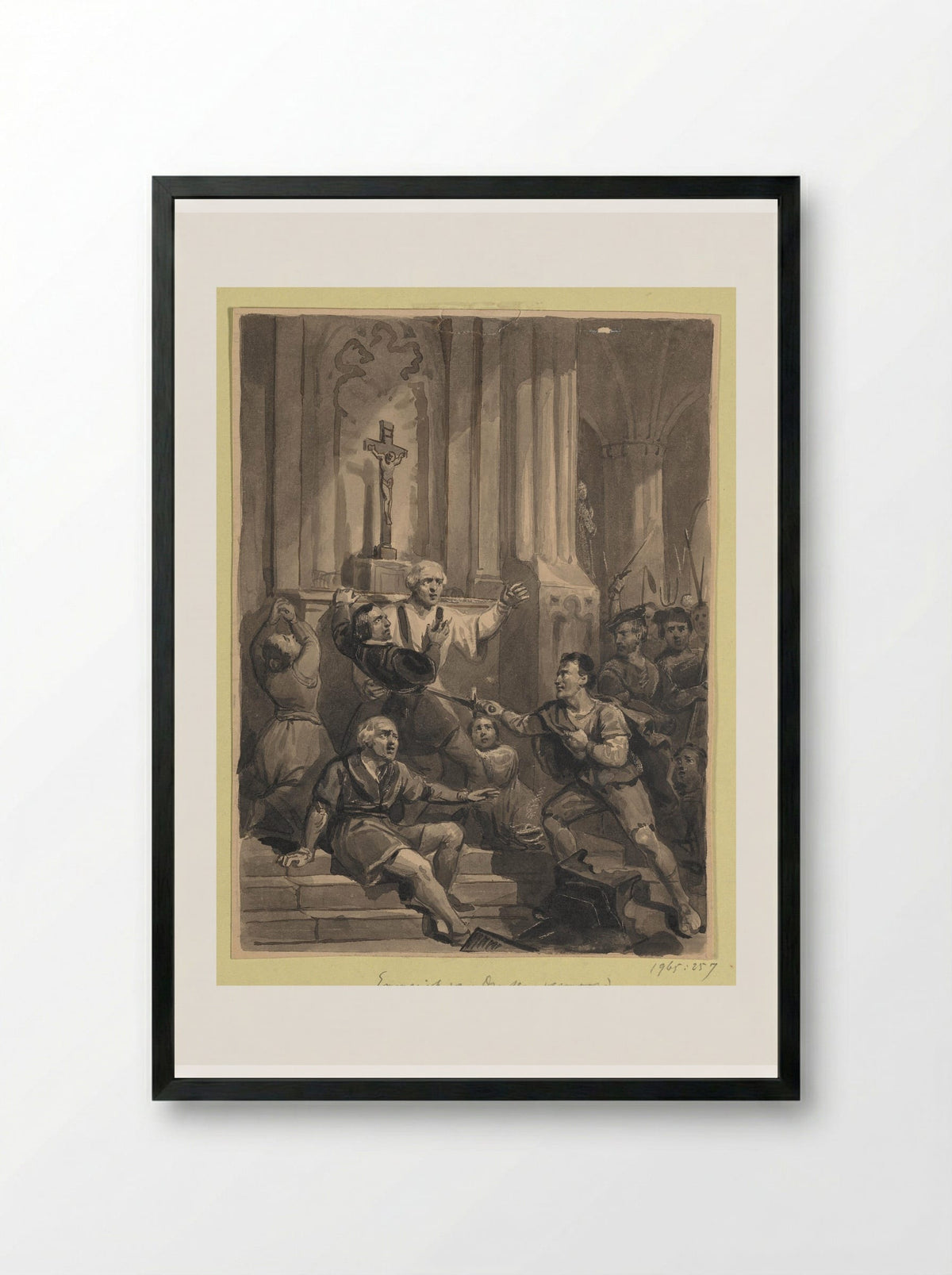 Emmerik van Druten vermoord door graaf Willem V - Johann Wilhelm Kaiser (I) - Framed Print Black