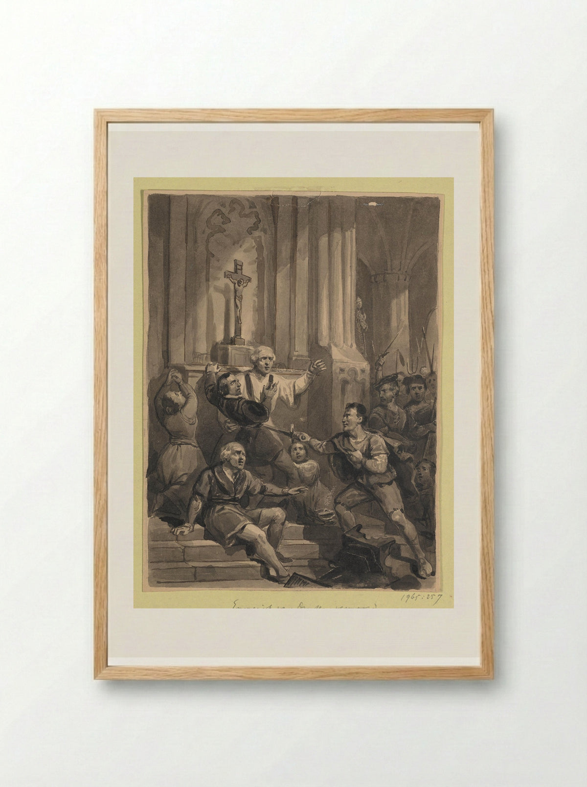Emmerik van Druten vermoord door graaf Willem V - Johann Wilhelm Kaiser (I) - Framed Print Wood