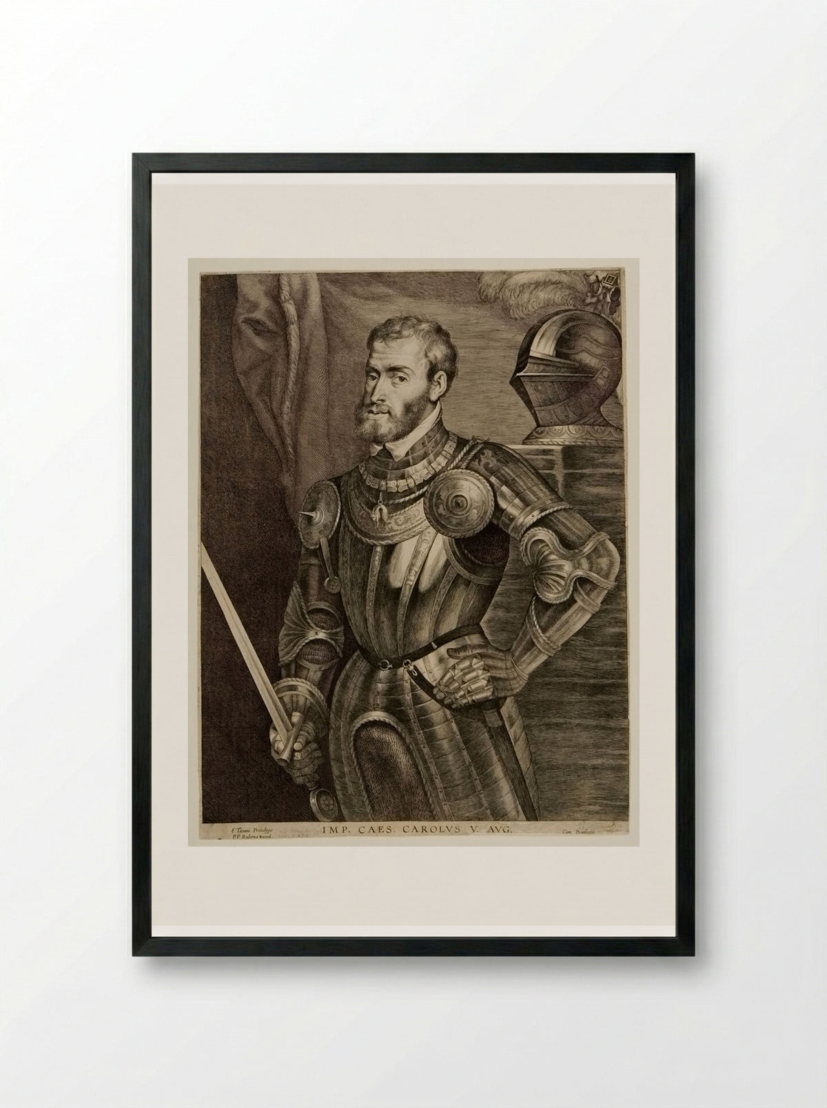 Emperor Charles V - Lucas Vorsterman I - Framed Print Black