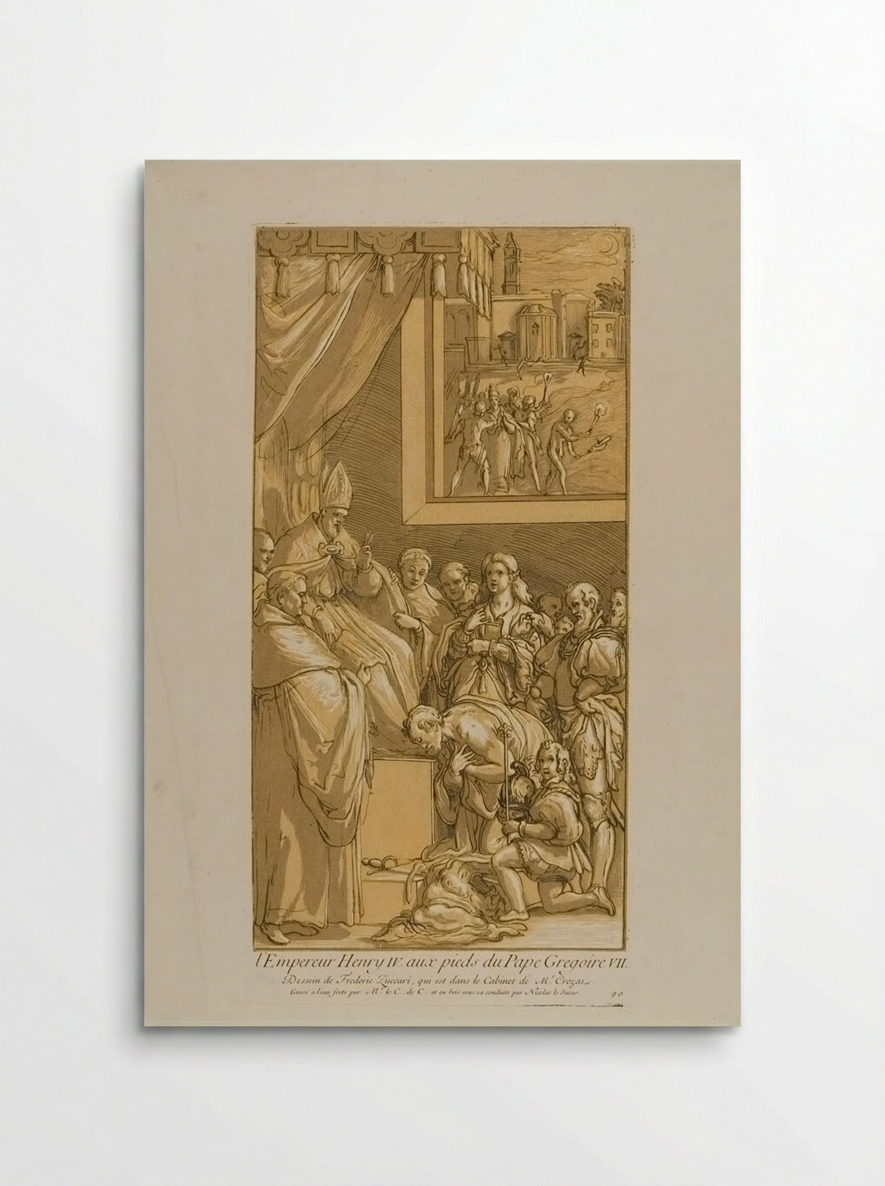 Emperor Henry IV at the Feet of Pope Gregory VII - Anne Claude de Thubières, comte de Caylus - Poster