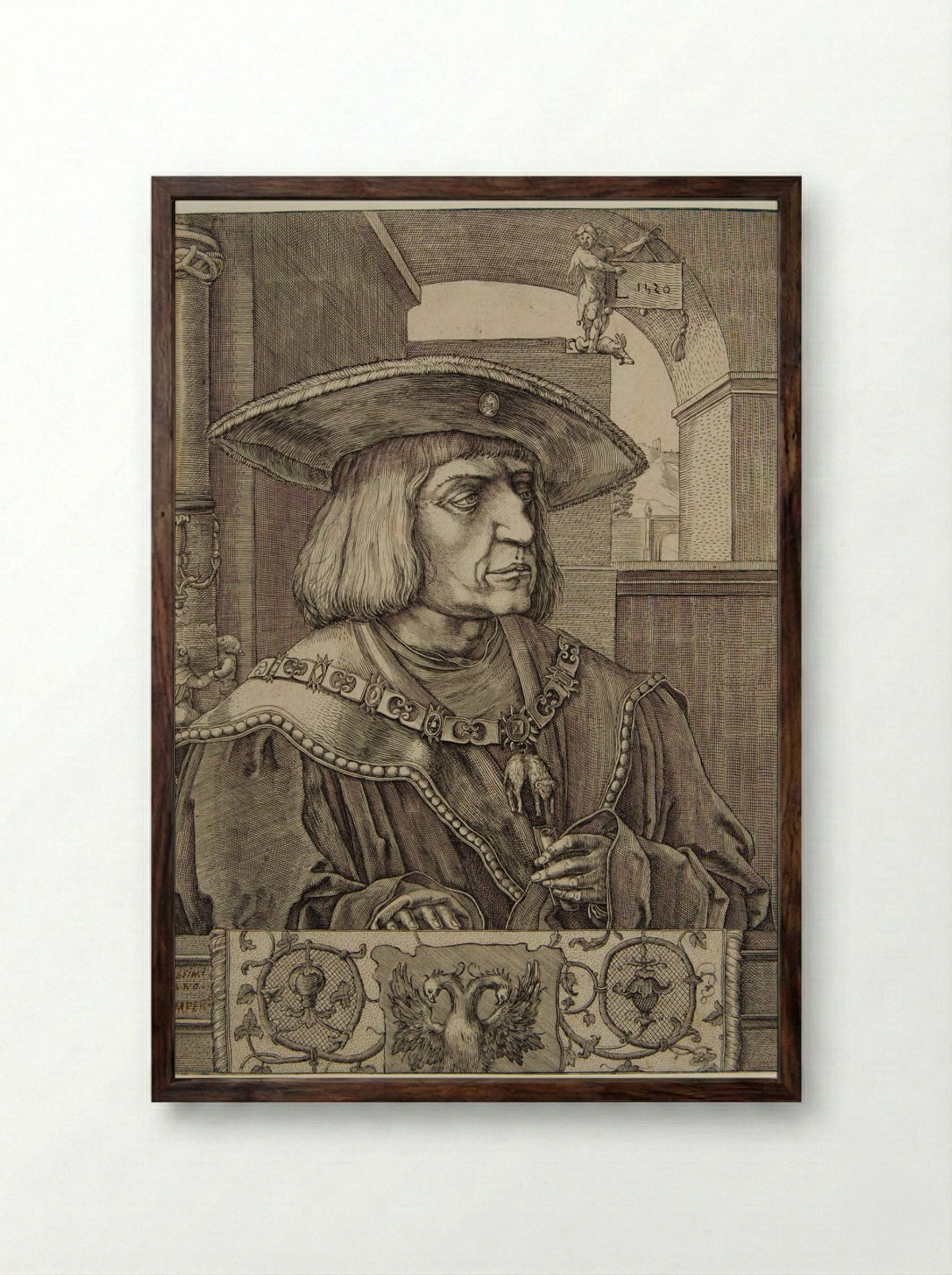 Emperor Maximilian I - Jan Müller - Framed Print Dark Wood