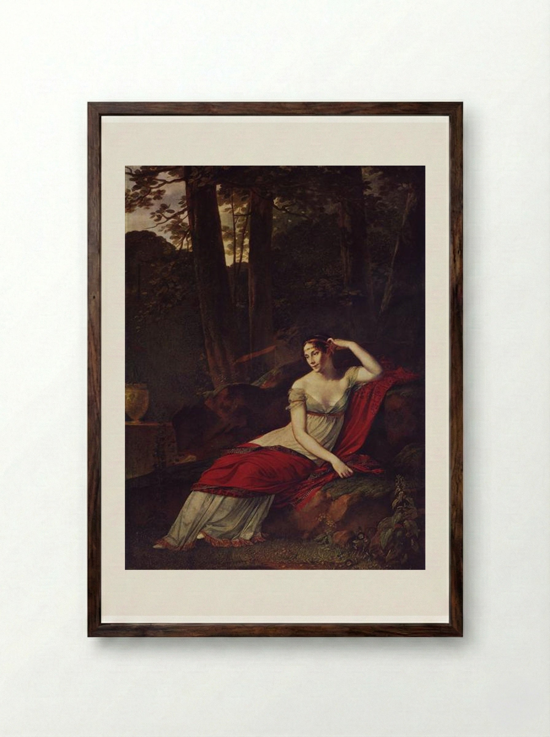 Empress Josephine in the Park at Malmaison - Pierre-Paul Prud'hon - Framed Print Dark Wood