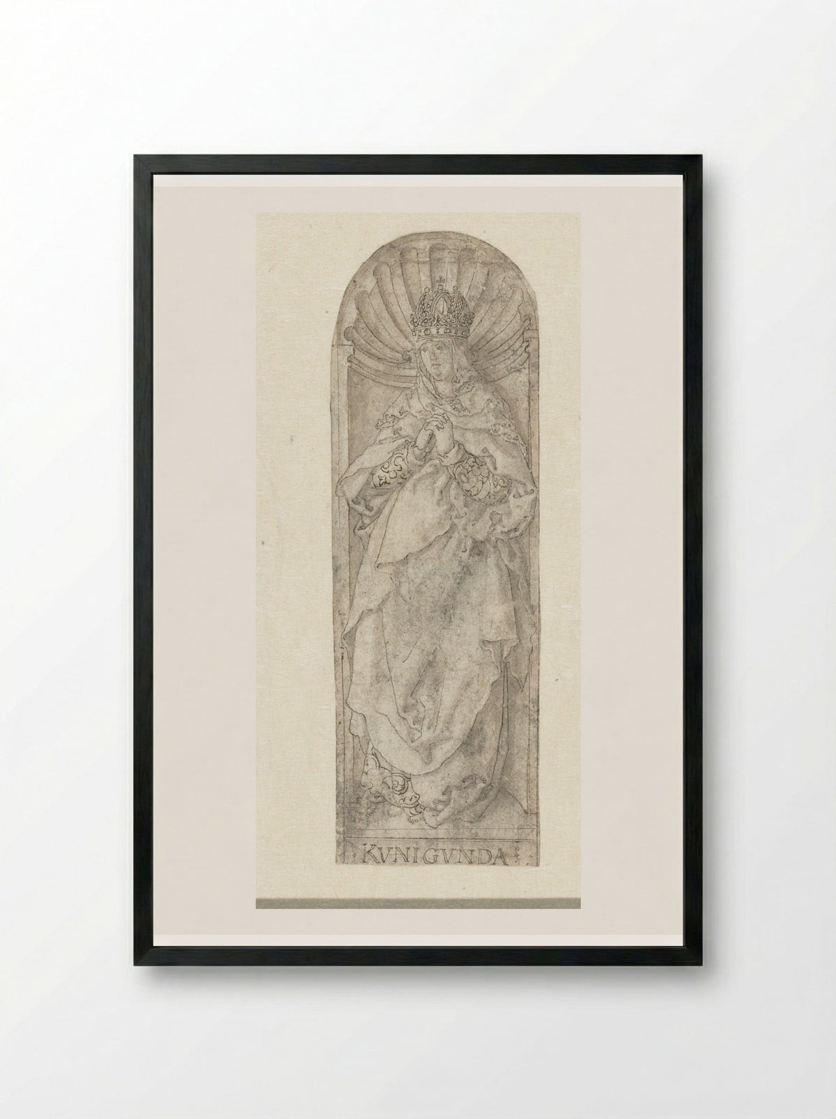 Empress Kunigunde in a Niche - Heinrich Aldegrever - Framed Print Black