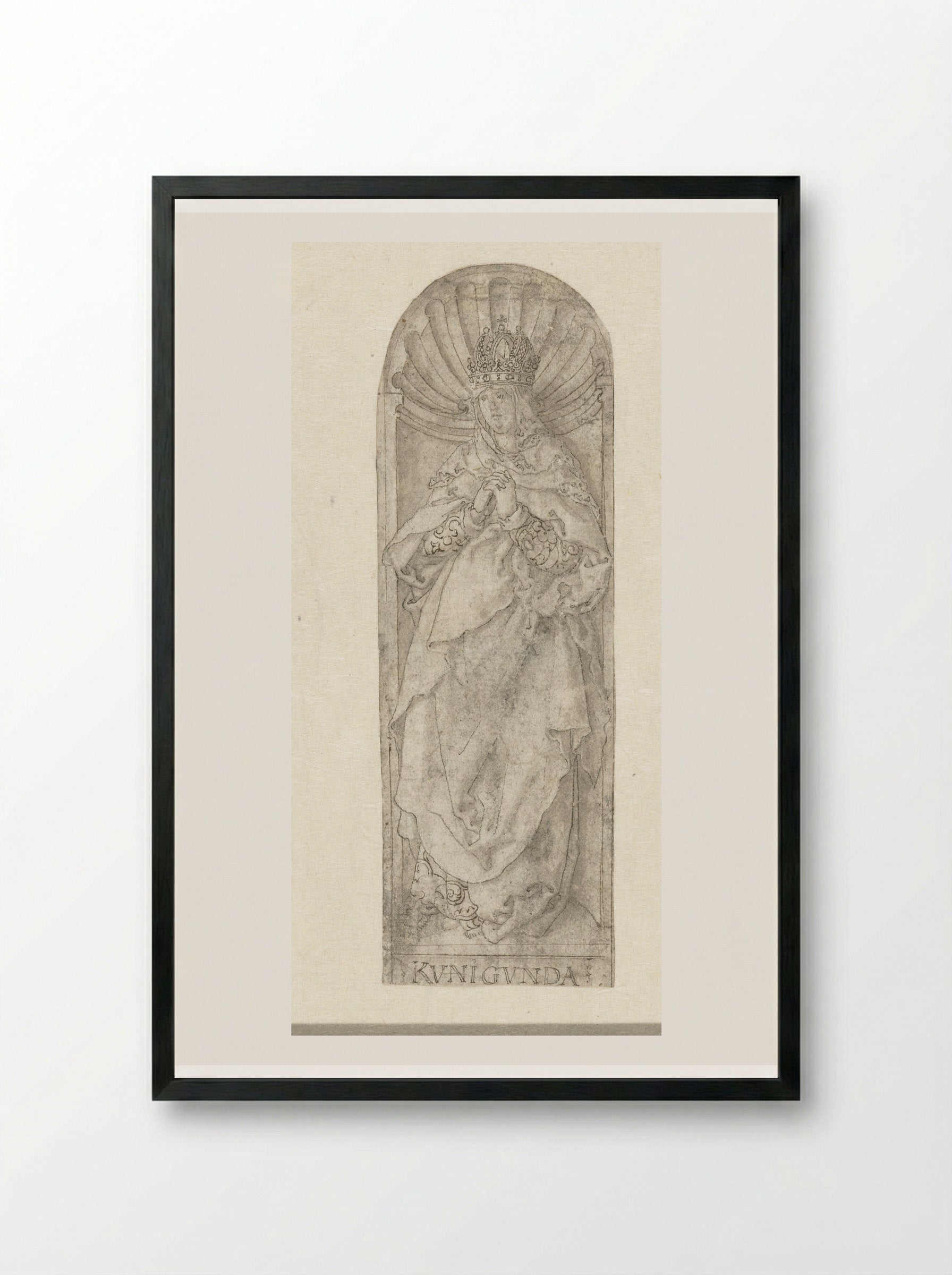 Empress Kunigunde in a Niche - Heinrich Aldegrever - Framed Print Black