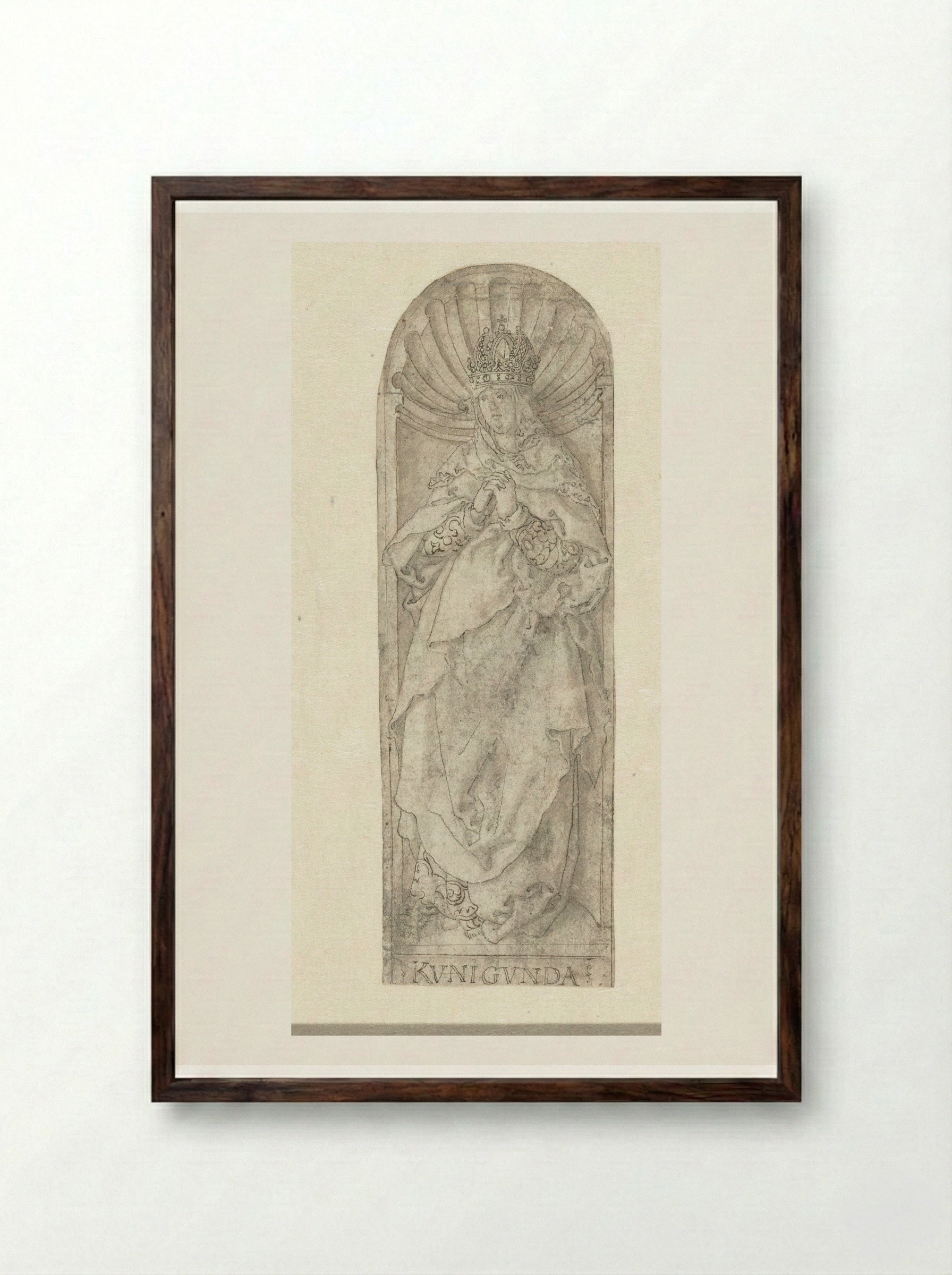 Empress Kunigunde in a Niche - Heinrich Aldegrever - Framed Print Dark Wood