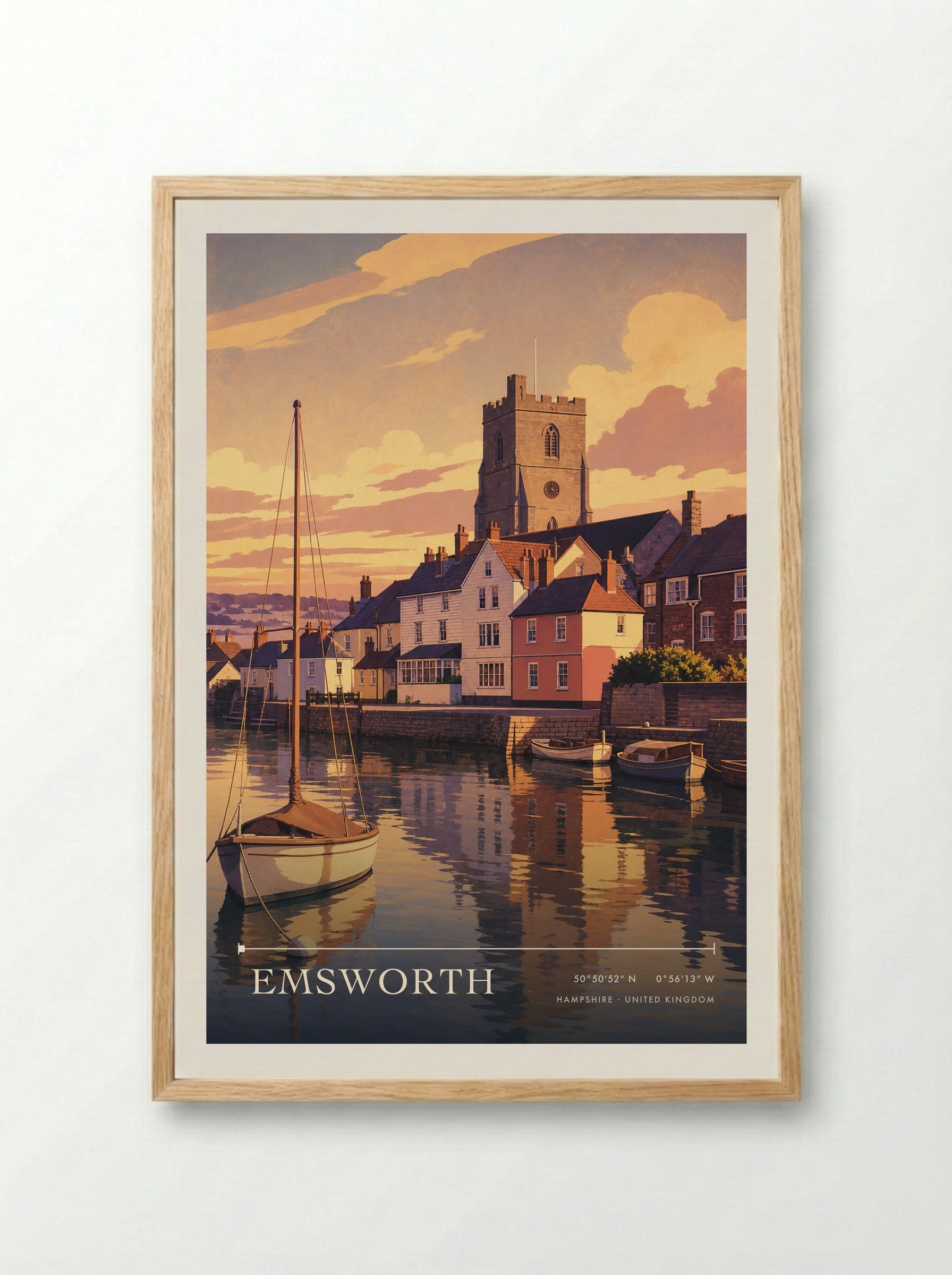 Emsworth Hampshire United Kingdom Travel Poster - Framed Print Wood