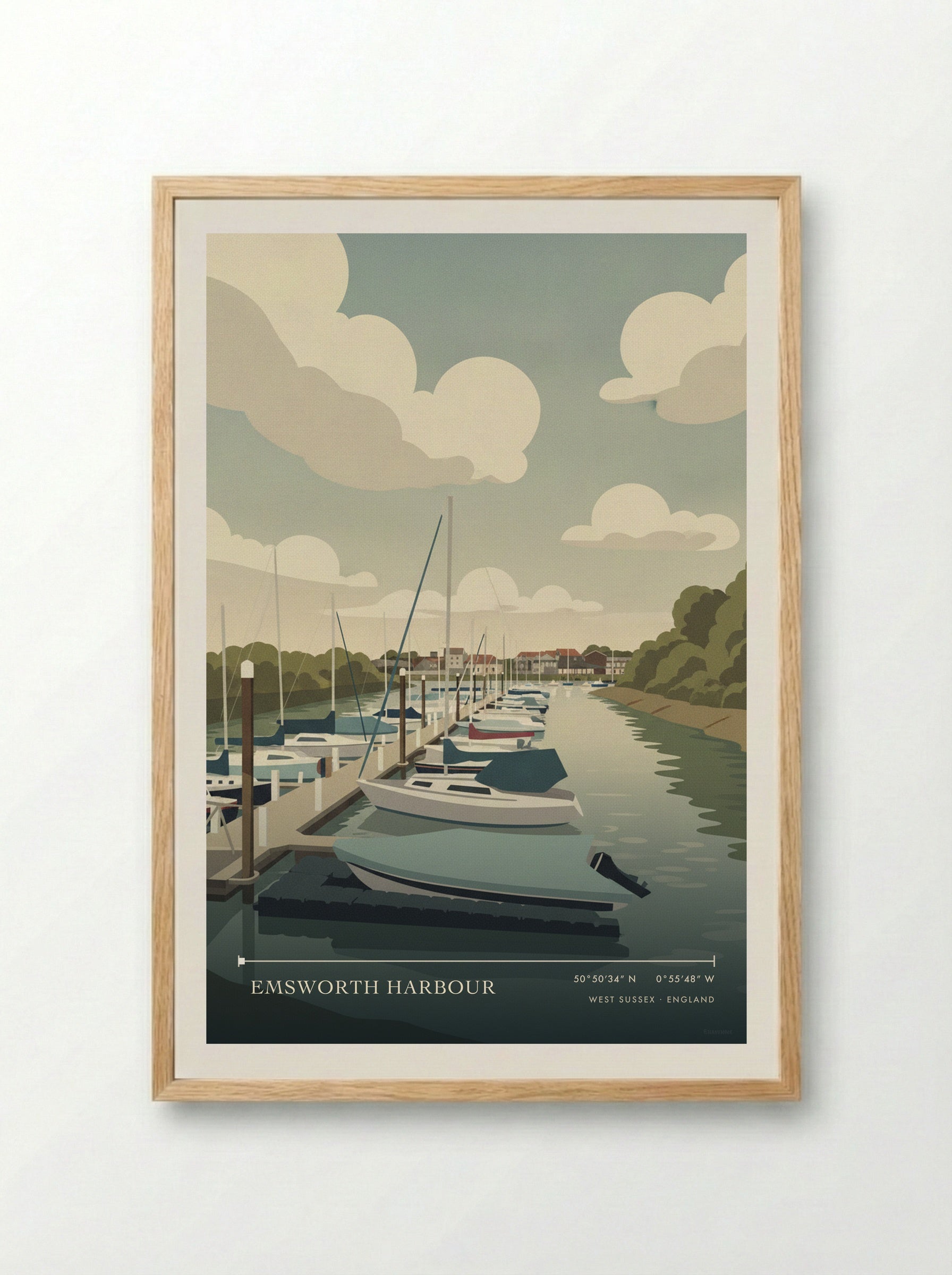 Emsworth Harbour West Sussex England Travel Poster - Framed Print Wood