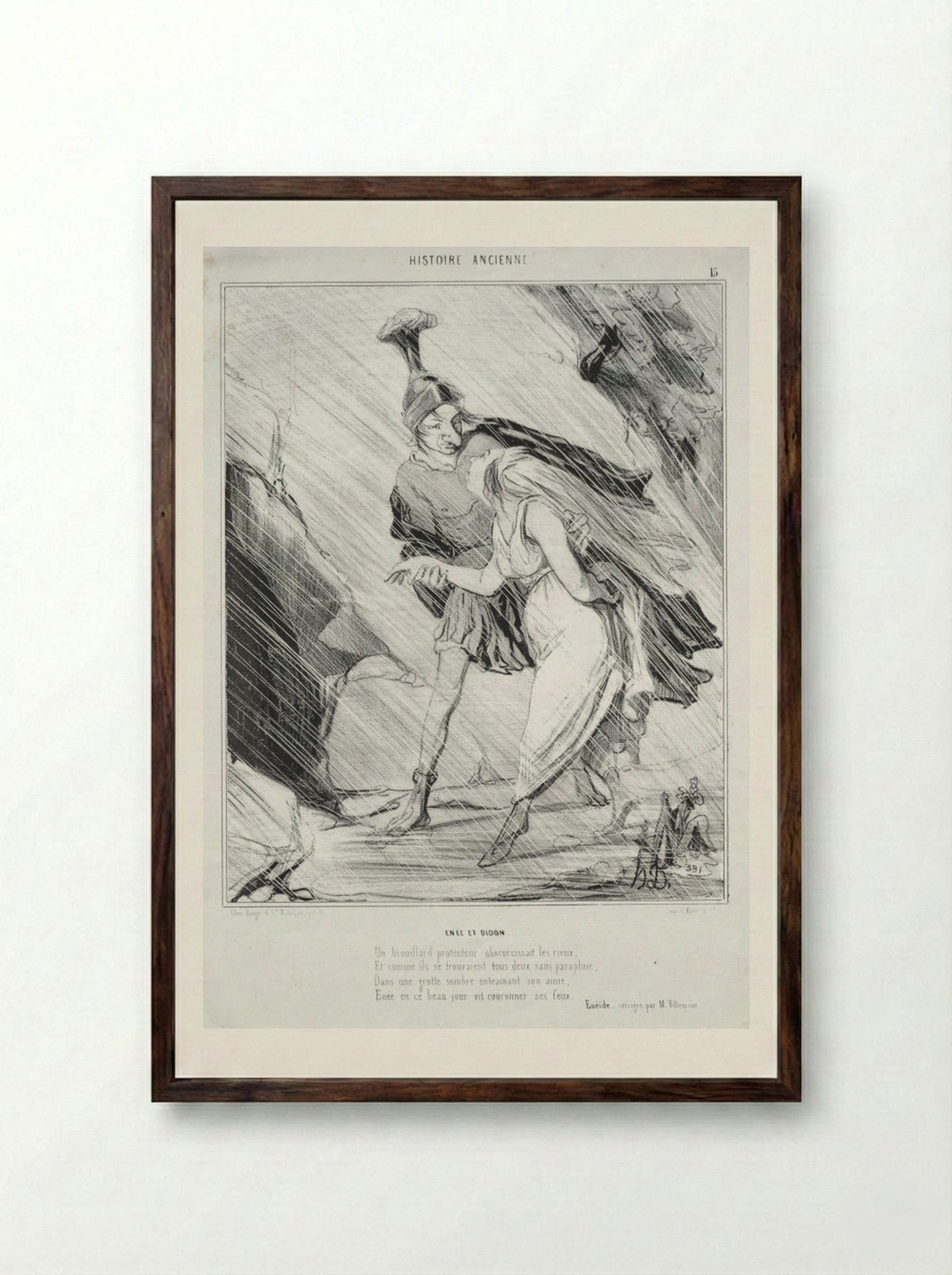 Enée et Didon - Honoré Daumier - Framed Print Dark Wood