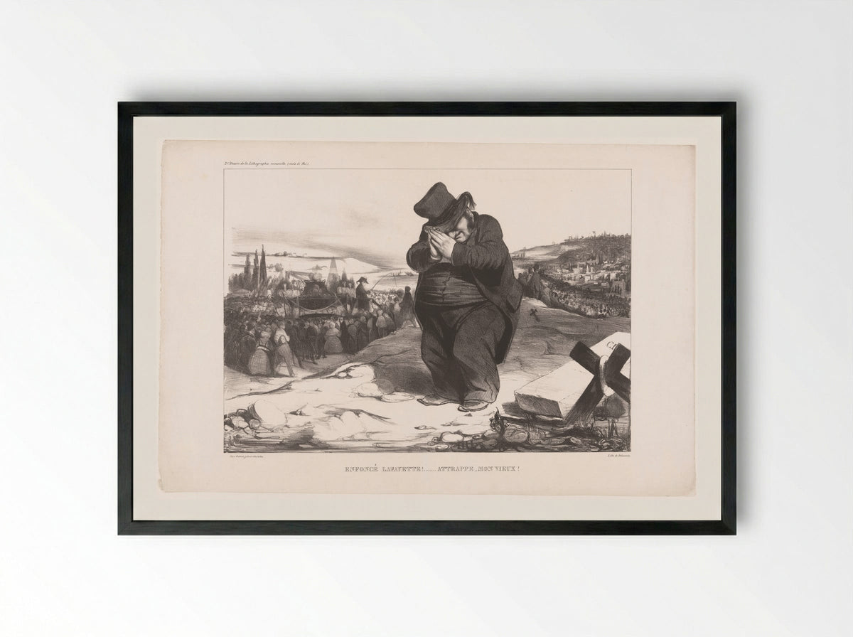 Enfoncé Lafayette! Attrappe, mon vieux! - Honoré Daumier - Framed Print Black