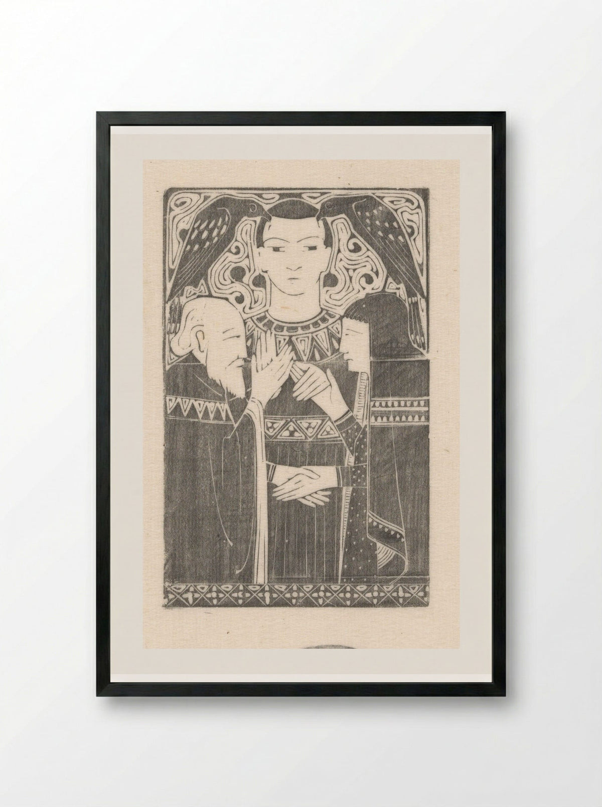Engel bij een man en vrouw - Karel Petrus Cornelis de Bazel - Framed Print Black