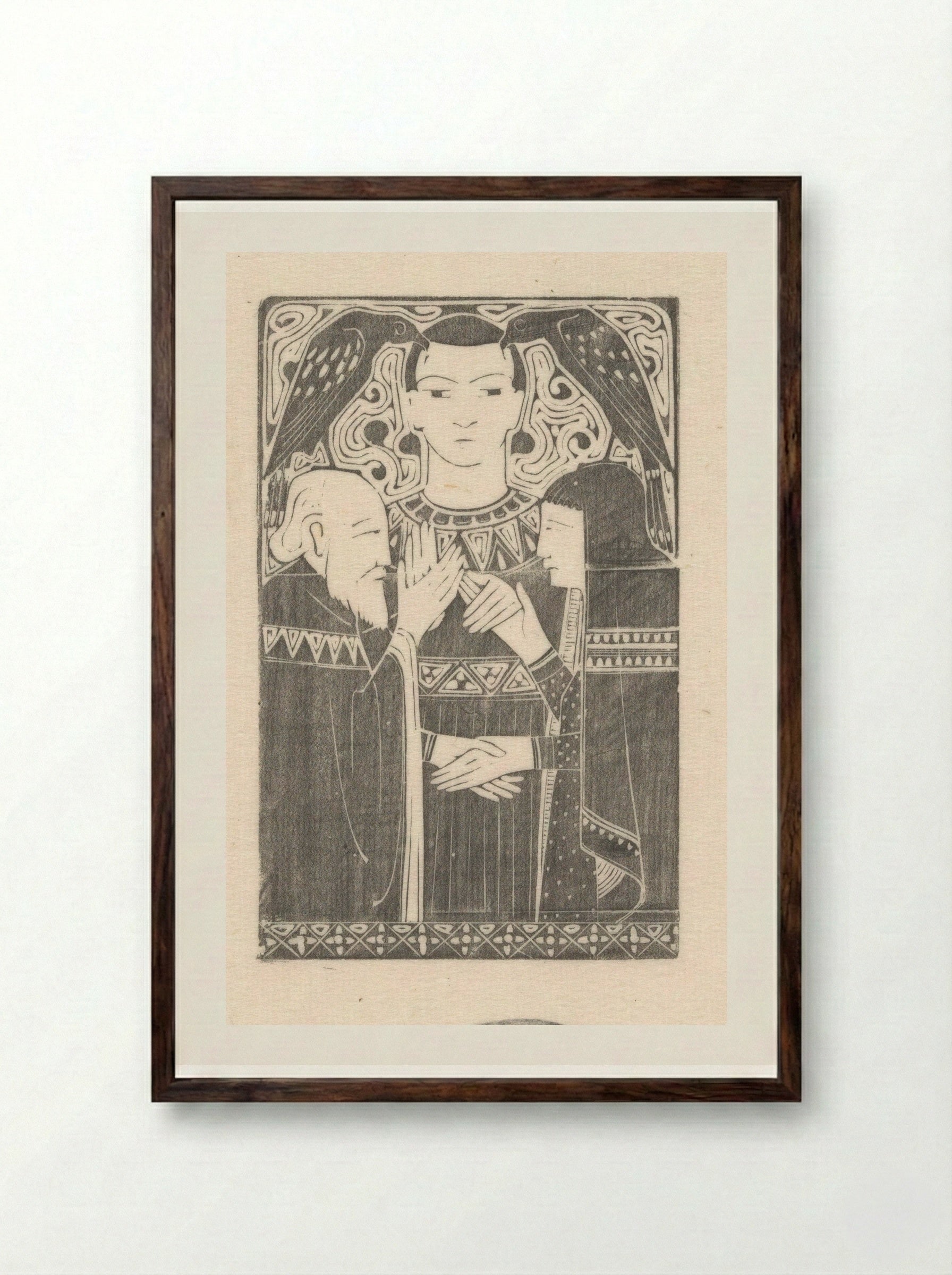 Engel bij een man en vrouw - Karel Petrus Cornelis de Bazel - Framed Print Dark Wood