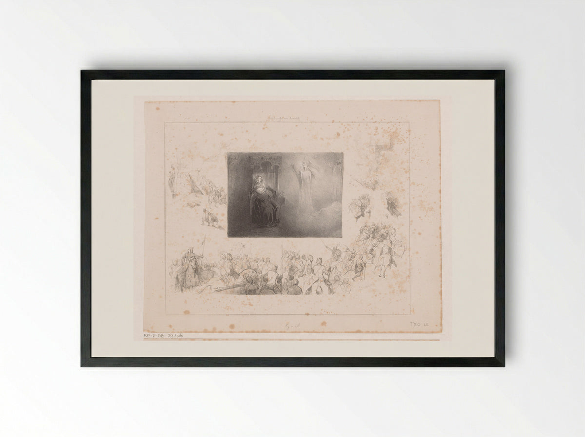 Engel verschijnt aan vrouw - Nederlandsche Maatschappij van Schoone Kunsten - Framed Print Black