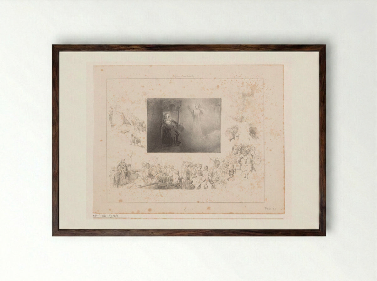 Engel verschijnt aan vrouw - Nederlandsche Maatschappij van Schoone Kunsten - Framed Print Dark Wood