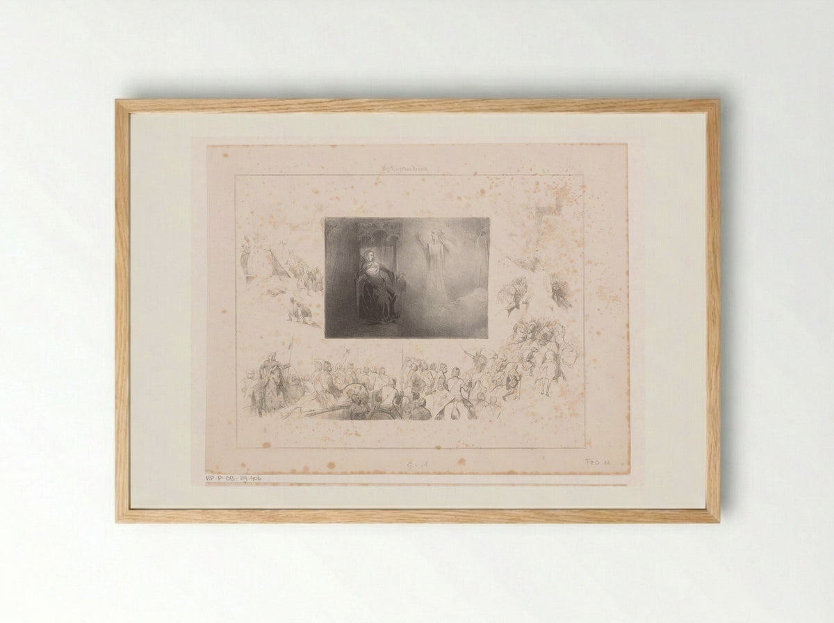Engel verschijnt aan vrouw - Nederlandsche Maatschappij van Schoone Kunsten - Framed Print Wood