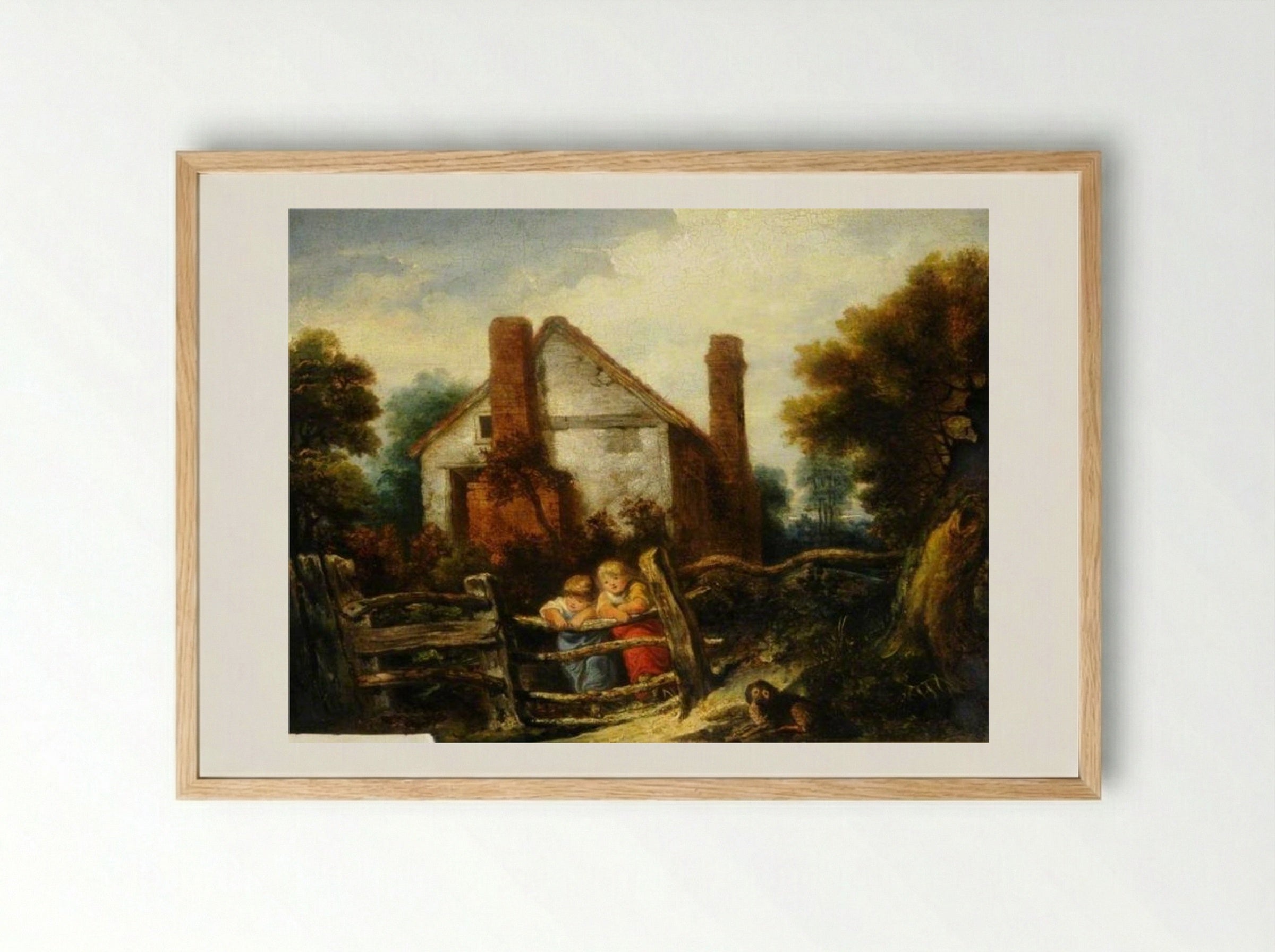 English Cottage Scene - William Collins - Framed Print Wood