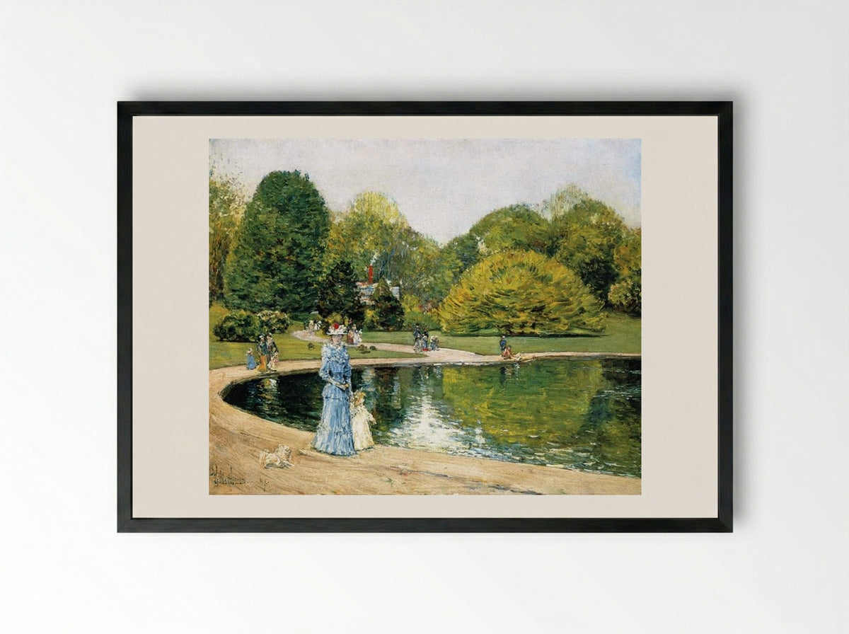 English Elms in Central Park - Childe Hassam - Framed Print Black