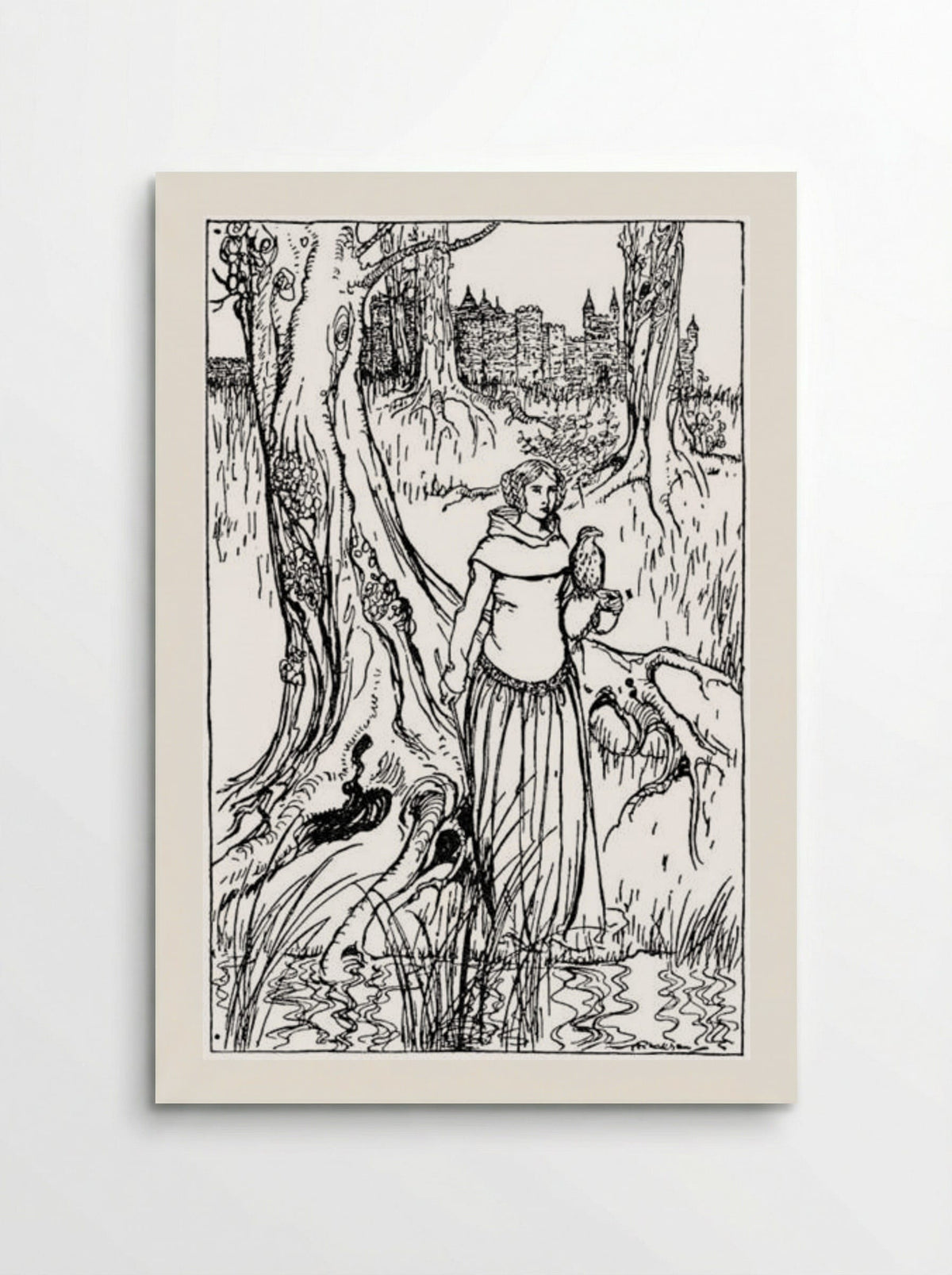 Enide with the golden hawk - Arthur Rackham - Poster