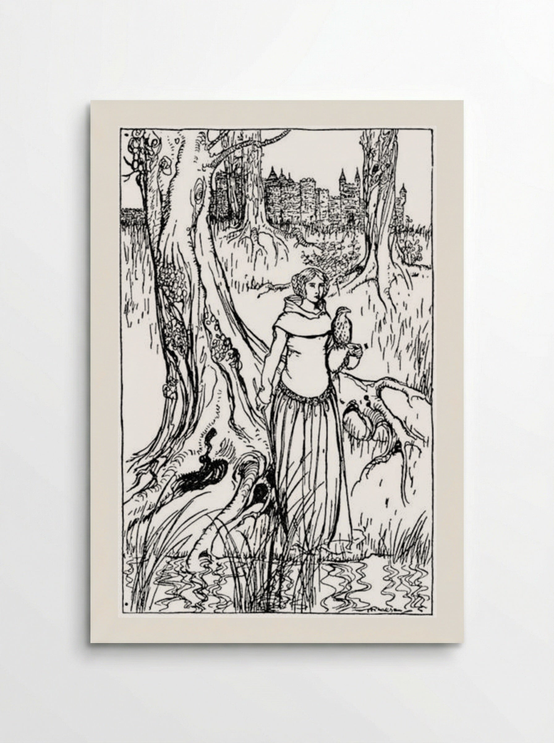 Enide with the golden hawk - Arthur Rackham - Poster