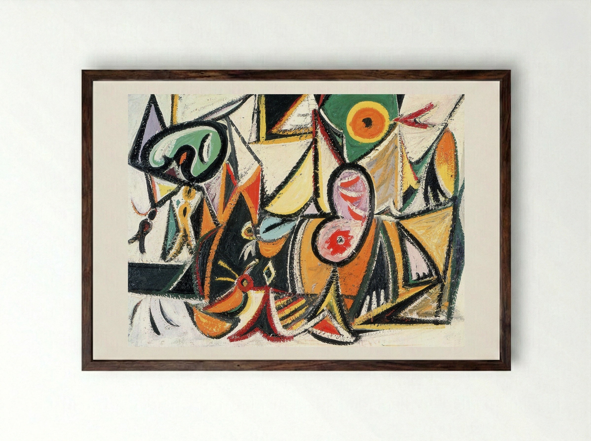 Enigmatic Combat - Arshile Gorky - Framed Print Dark Wood
