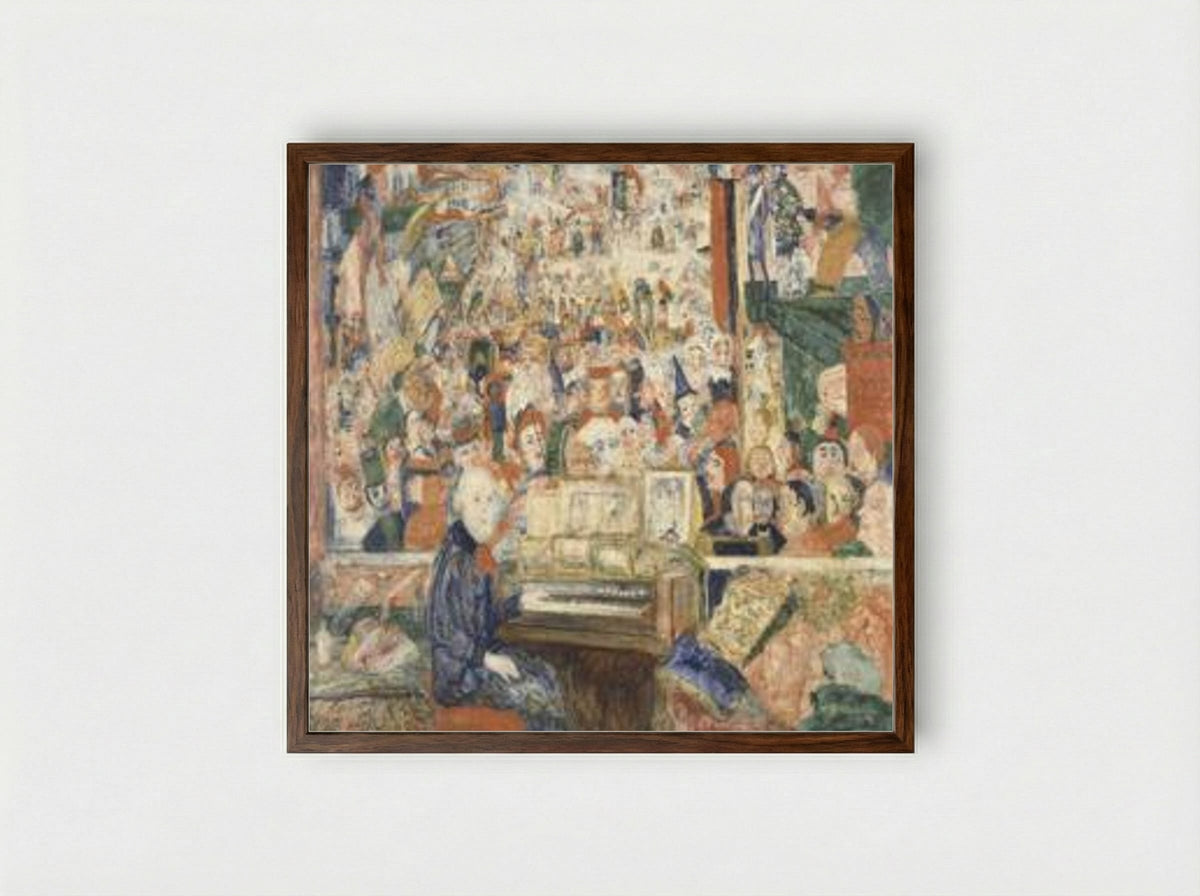 Ensor at the Harmonium - James Ensor - Framed Print Dark Wood
