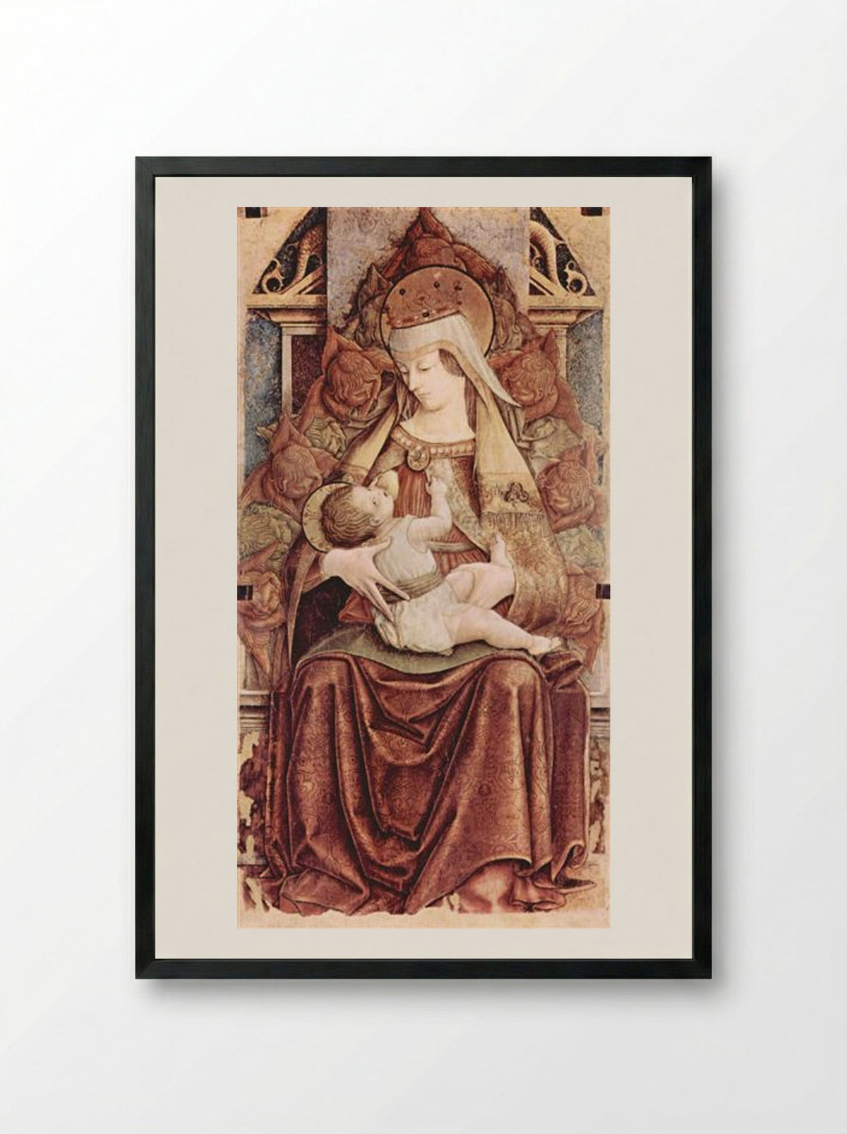 Enthroned Madonna (Maria lactans) - Carlo Crivelli - Framed Print Black