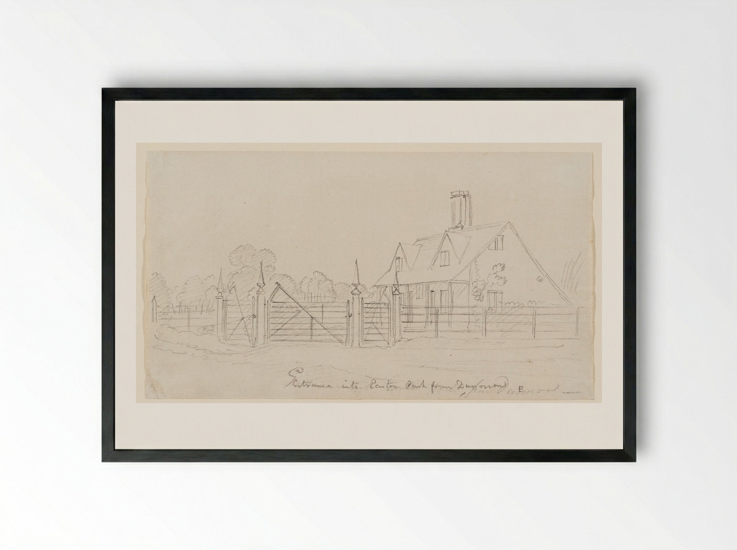 Entrance into Easton Park from Dunmont - Paul Sandby - Framed Print Black