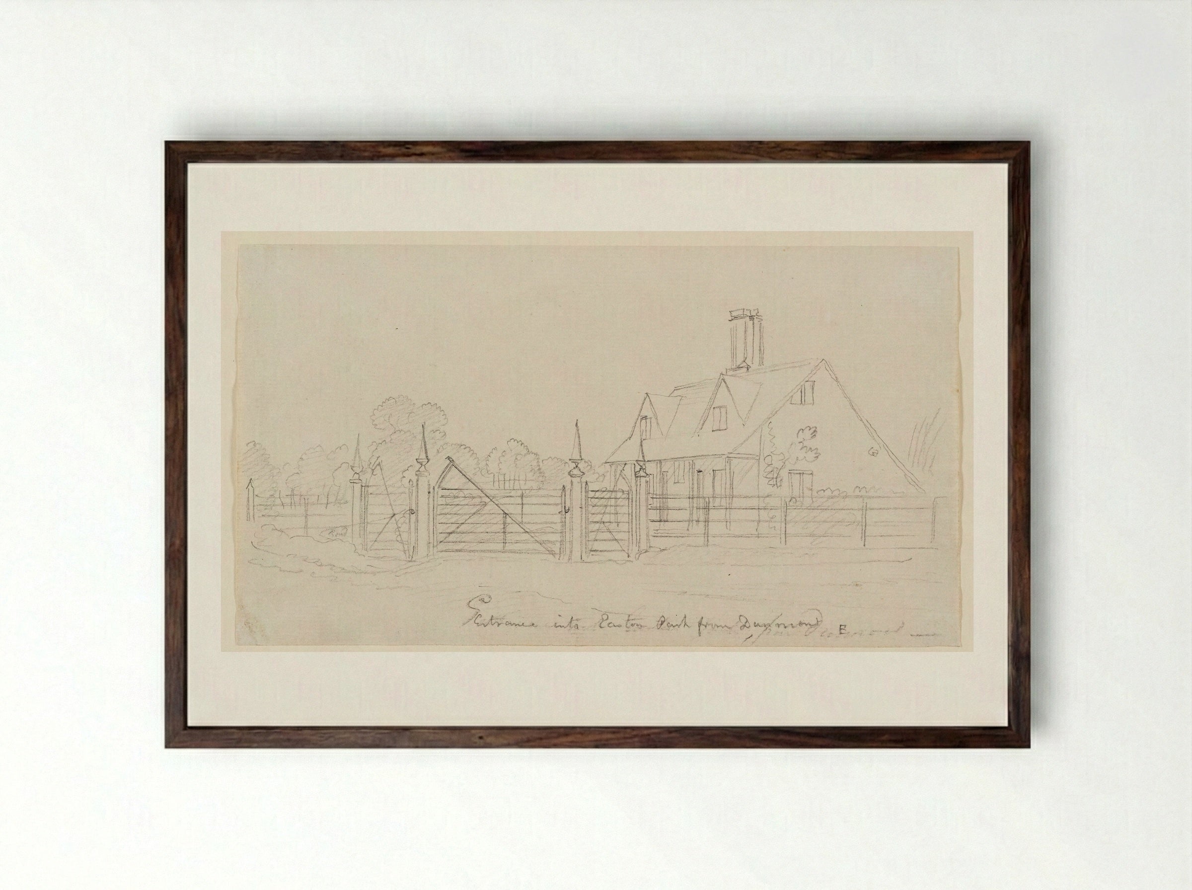 Entrance into Easton Park from Dunmont - Paul Sandby - Framed Print Dark Wood