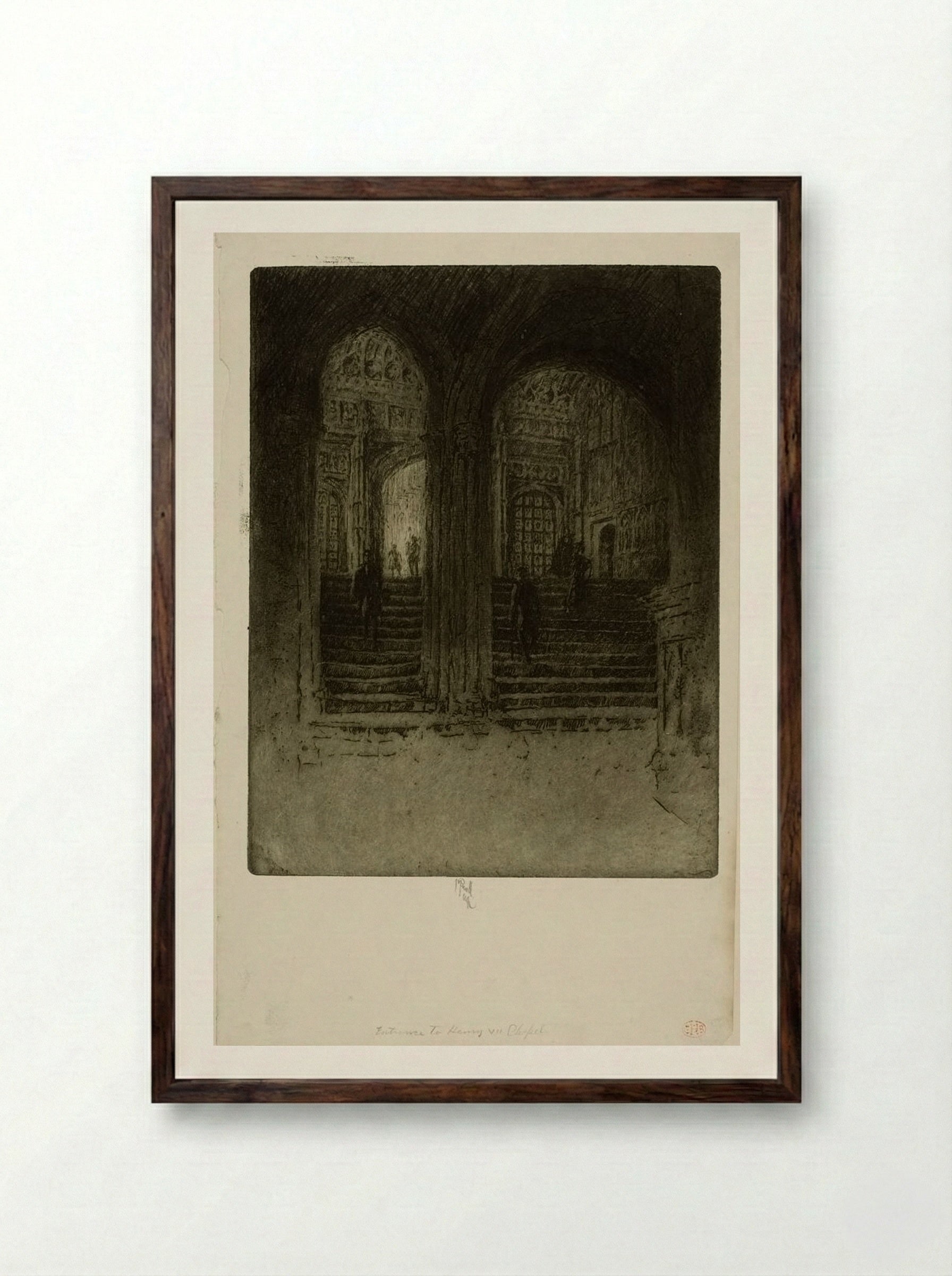 Entrance to Henry VII's Chapel - Joseph Pennell - Framed Print Dark Wood