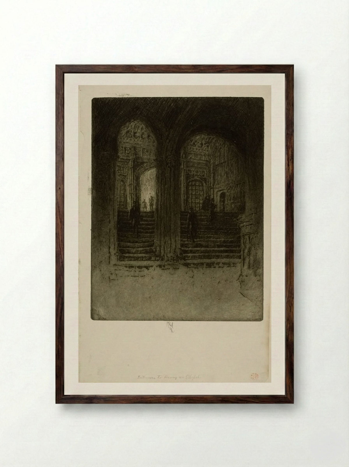 Entrance to Henry VII's Chapel - Joseph Pennell - Framed Print Dark Wood