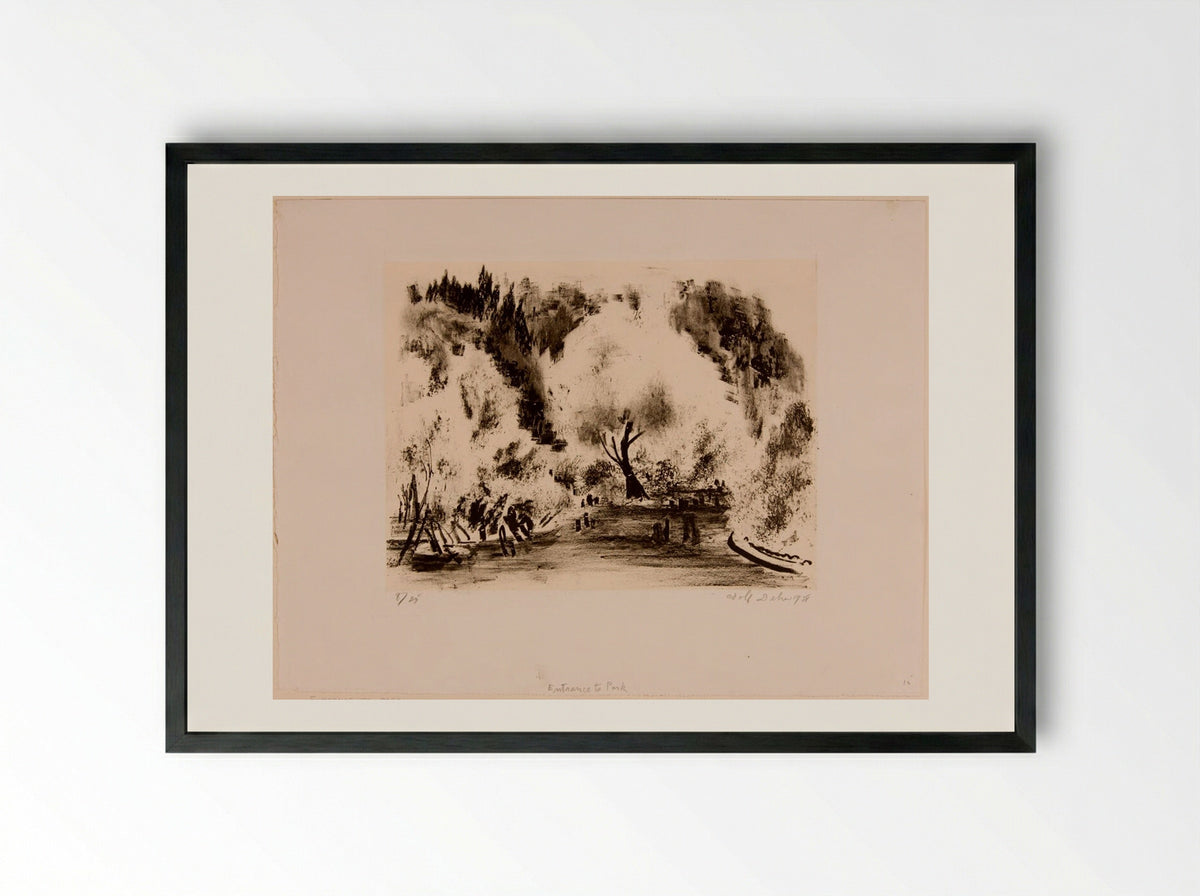 Entrance to Park - Adolph Dehn - Framed Print Black