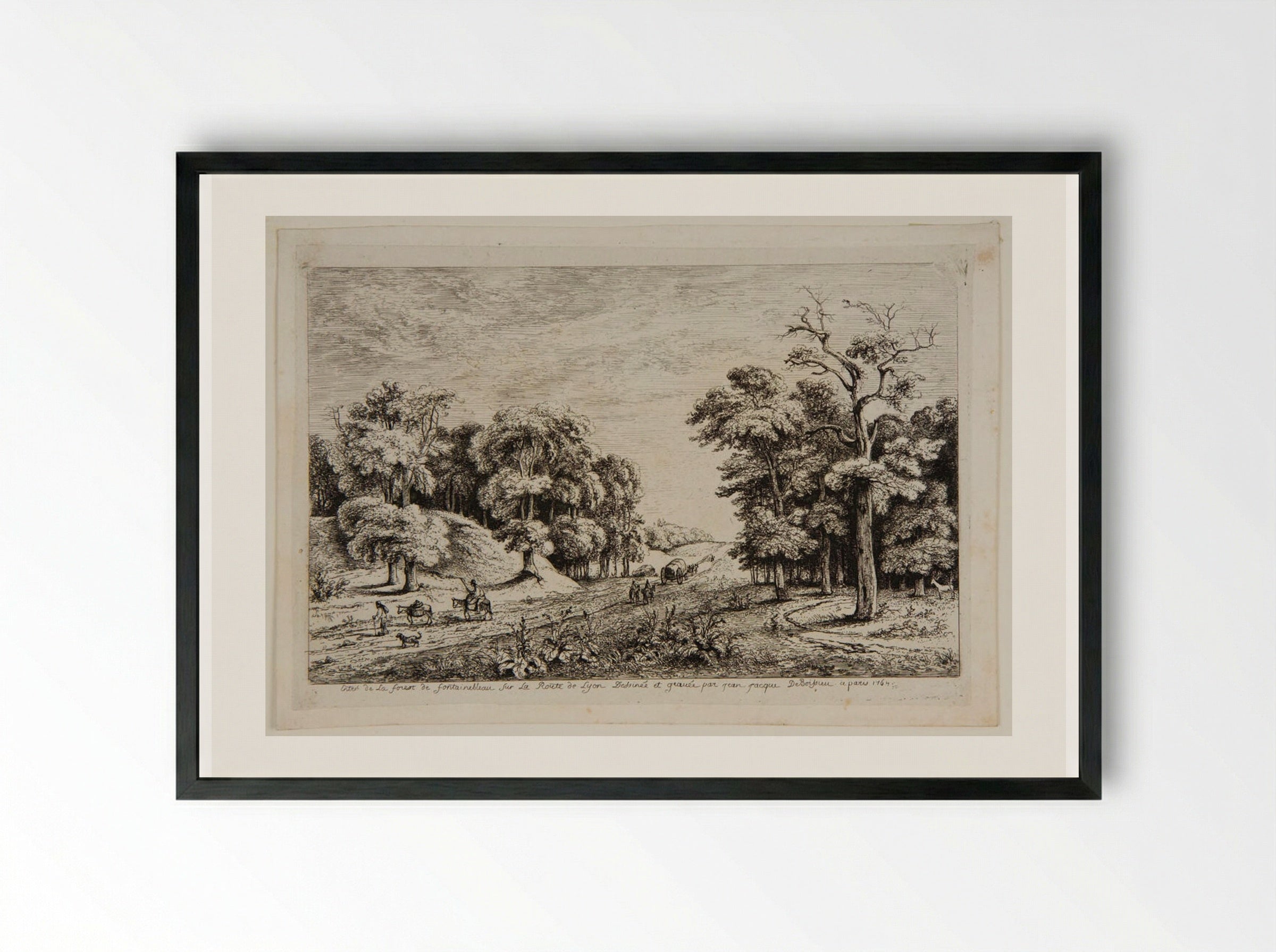 Entrance to the Forest of Fontainebleau on the Road of Lyon - Jean-Jacques de Boissieu - Framed Print Black