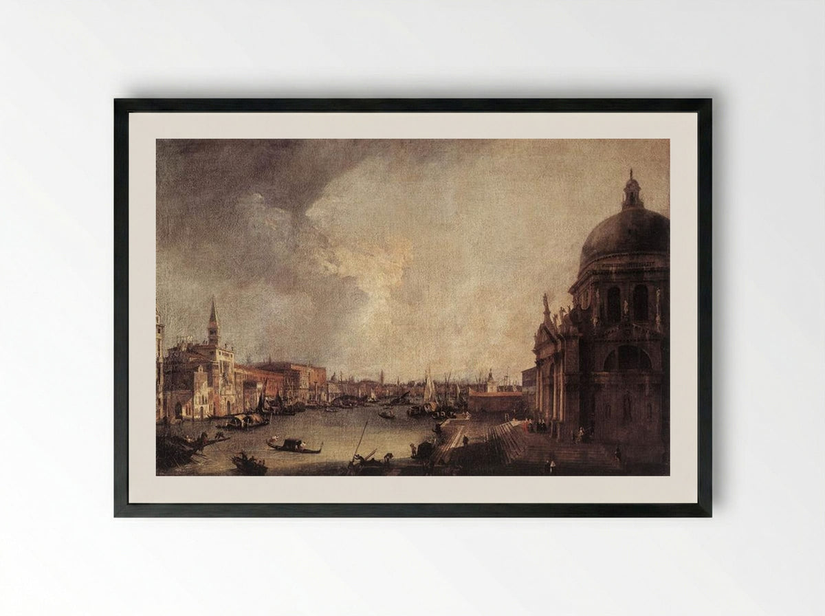 Entrance to the Grand Canal: Looking East - Canaletto - Framed Print Black