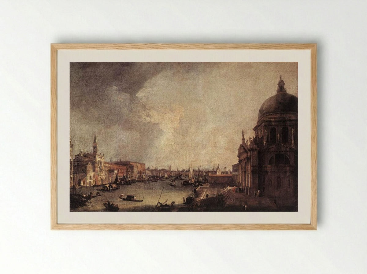 Entrance to the Grand Canal: Looking East - Canaletto - Framed Print Wood