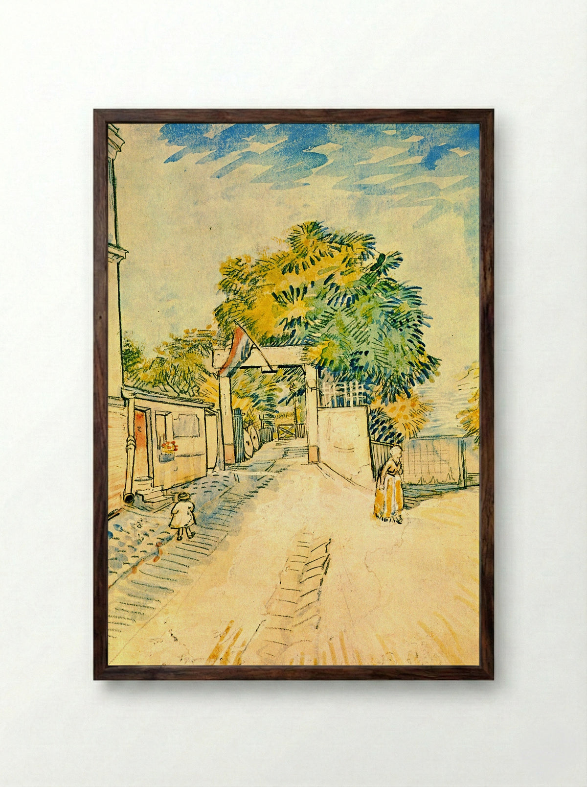 Entrance to the Moulin de la Galette - Vincent van Gogh - Framed Print Dark Wood
