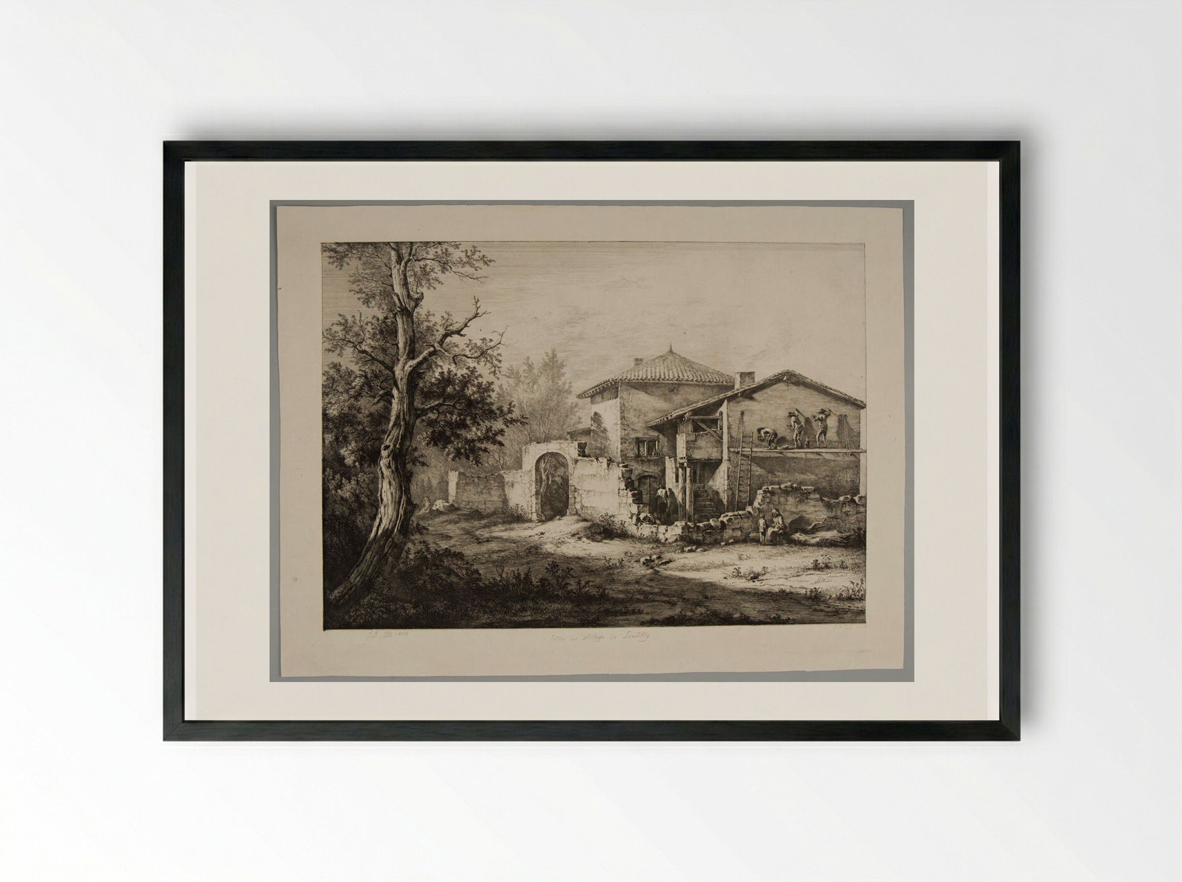 Entrance to the Village of Lantilly - Jean-Jacques de Boissieu - Framed Print Black