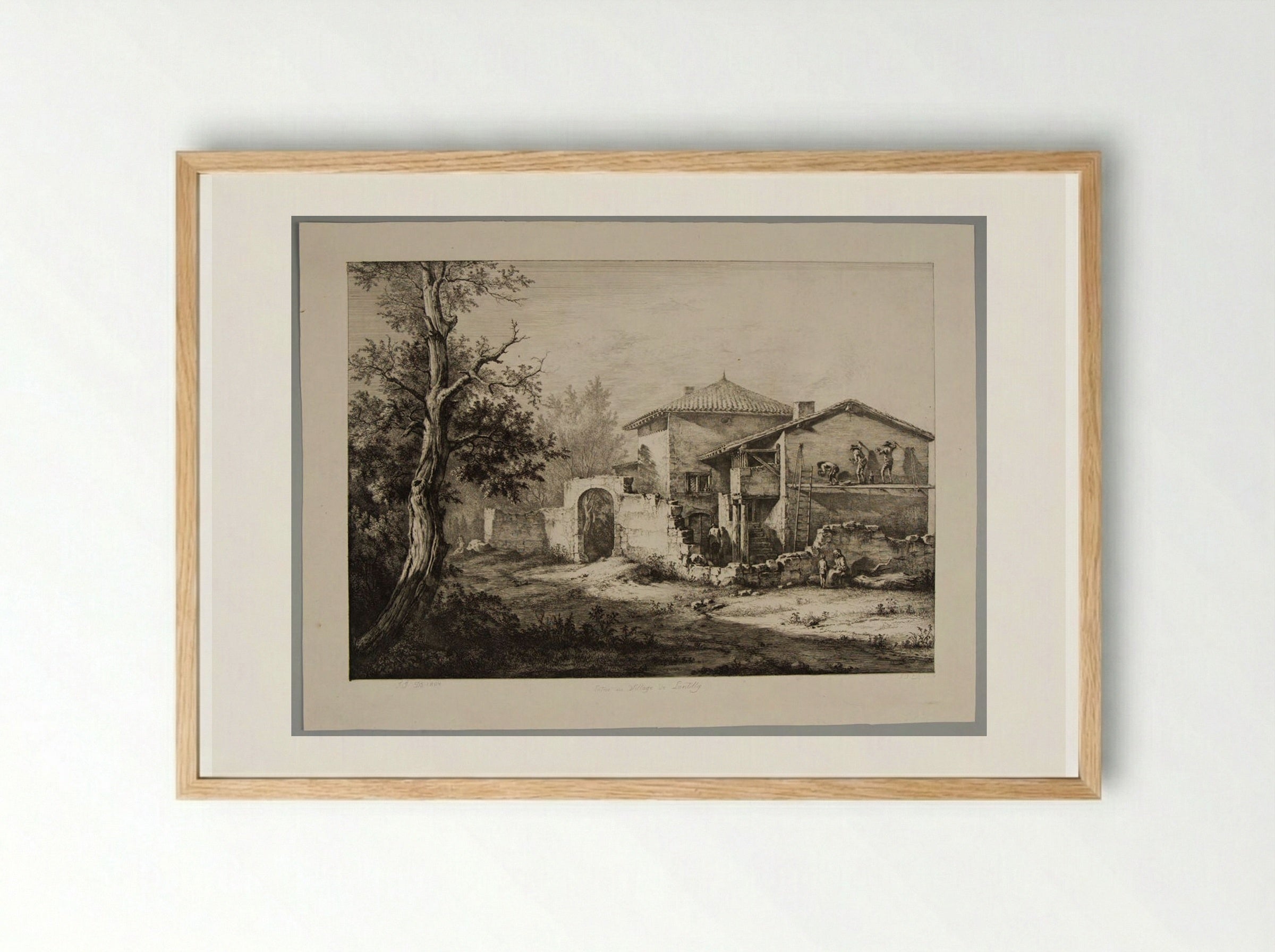 Entrance to the Village of Lantilly - Jean-Jacques de Boissieu - Framed Print Wood
