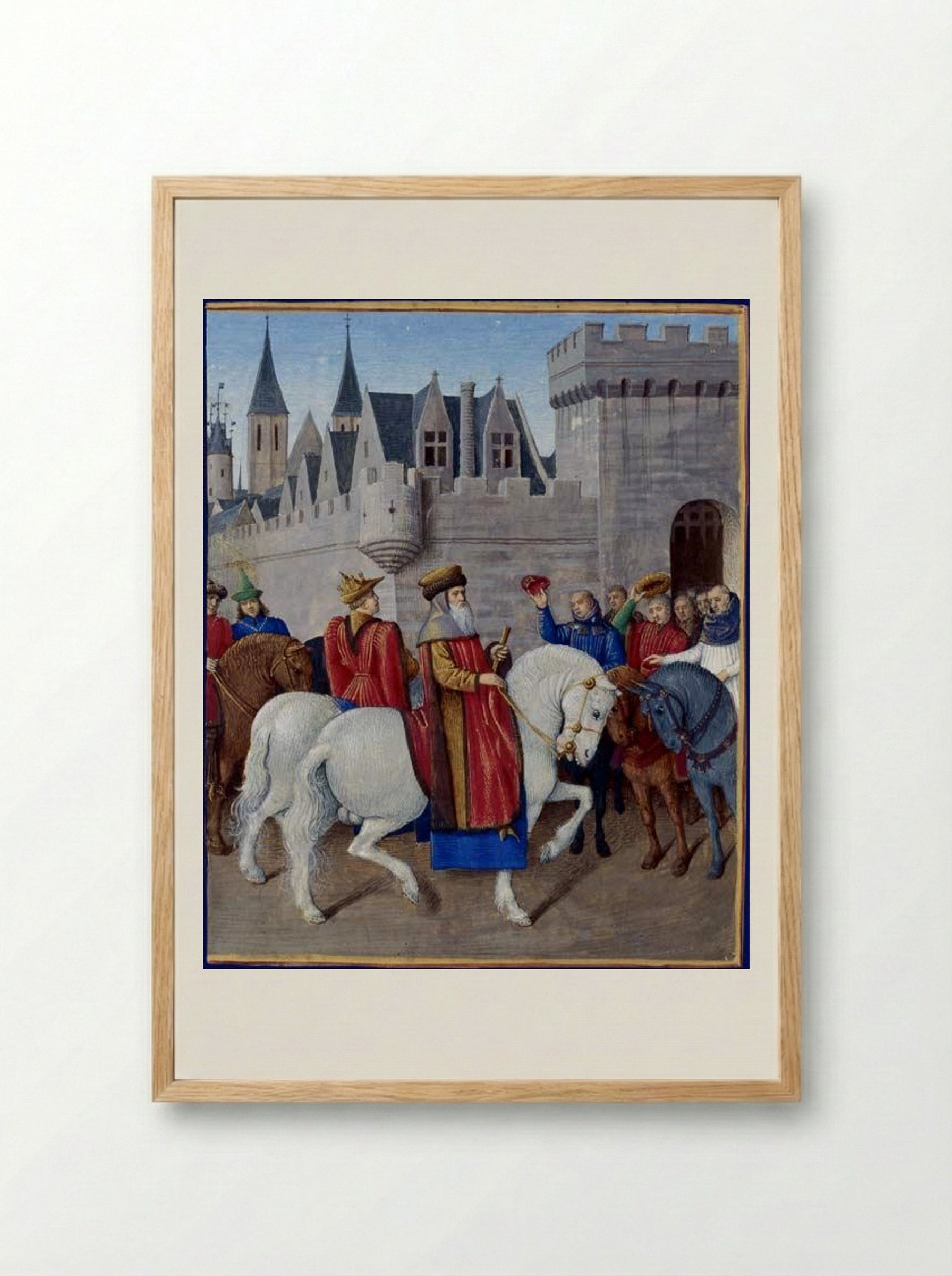 Entry of Emperor Charles IV in Cambrai - Jean Fouquet - Framed Print Wood