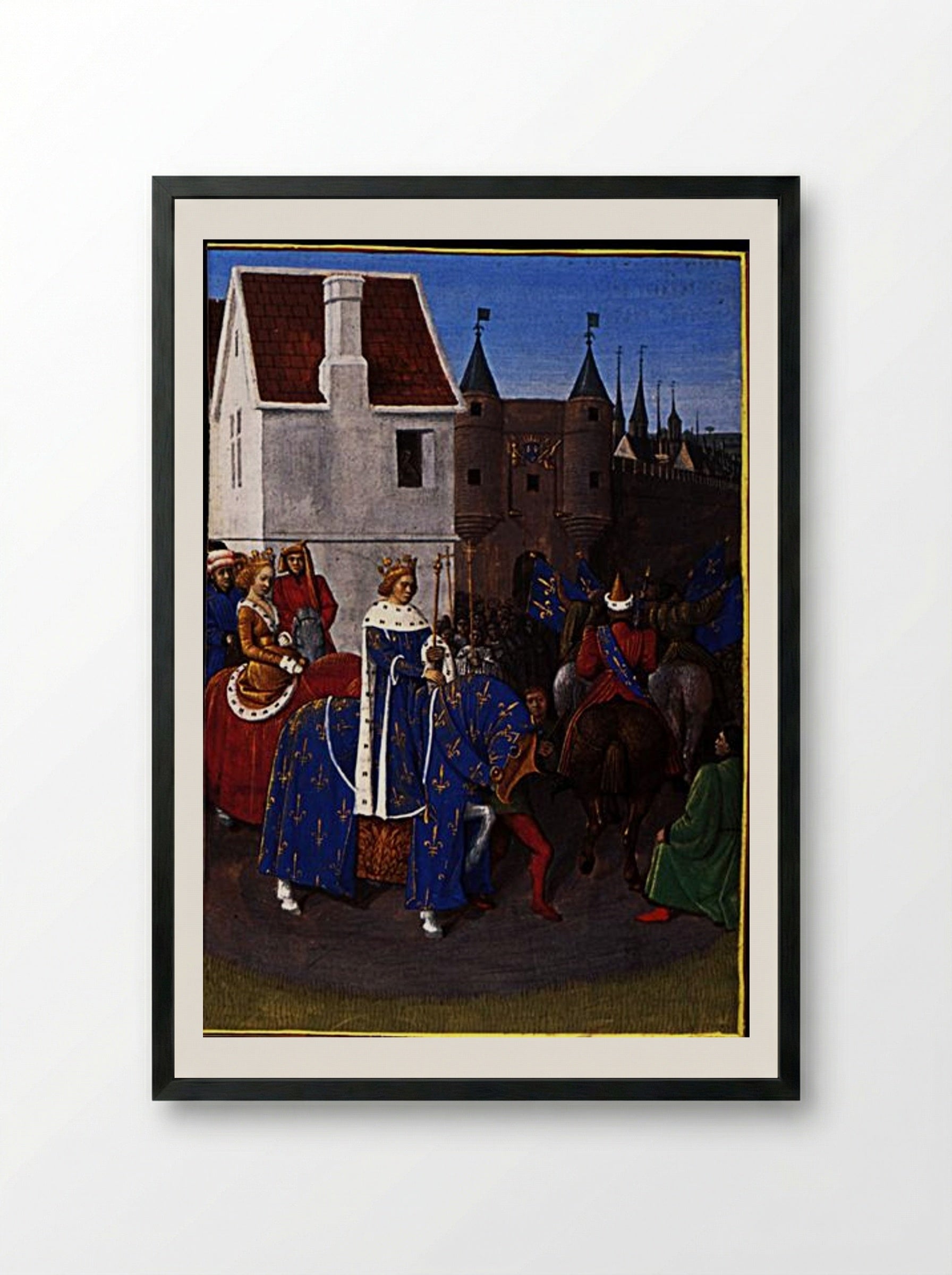 Entry of Jean II le Bon into Paris - Jean Fouquet - Framed Print Black