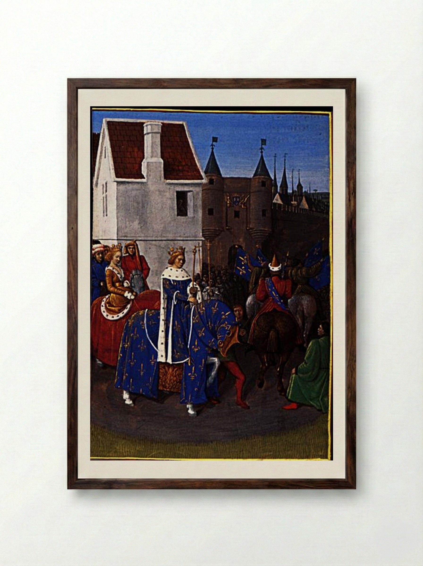 Entry of Jean II le Bon into Paris - Jean Fouquet - Framed Print Dark Wood